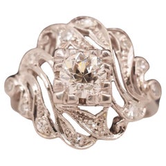 Circa 1920s Platinum .50ct Old European Diamond Engagement Ring