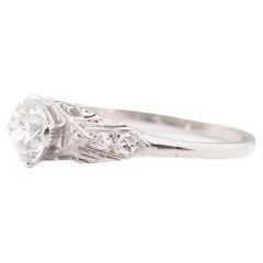 Circa 1920s Platinum .94ct Old European Brilliant Engagement Ring
