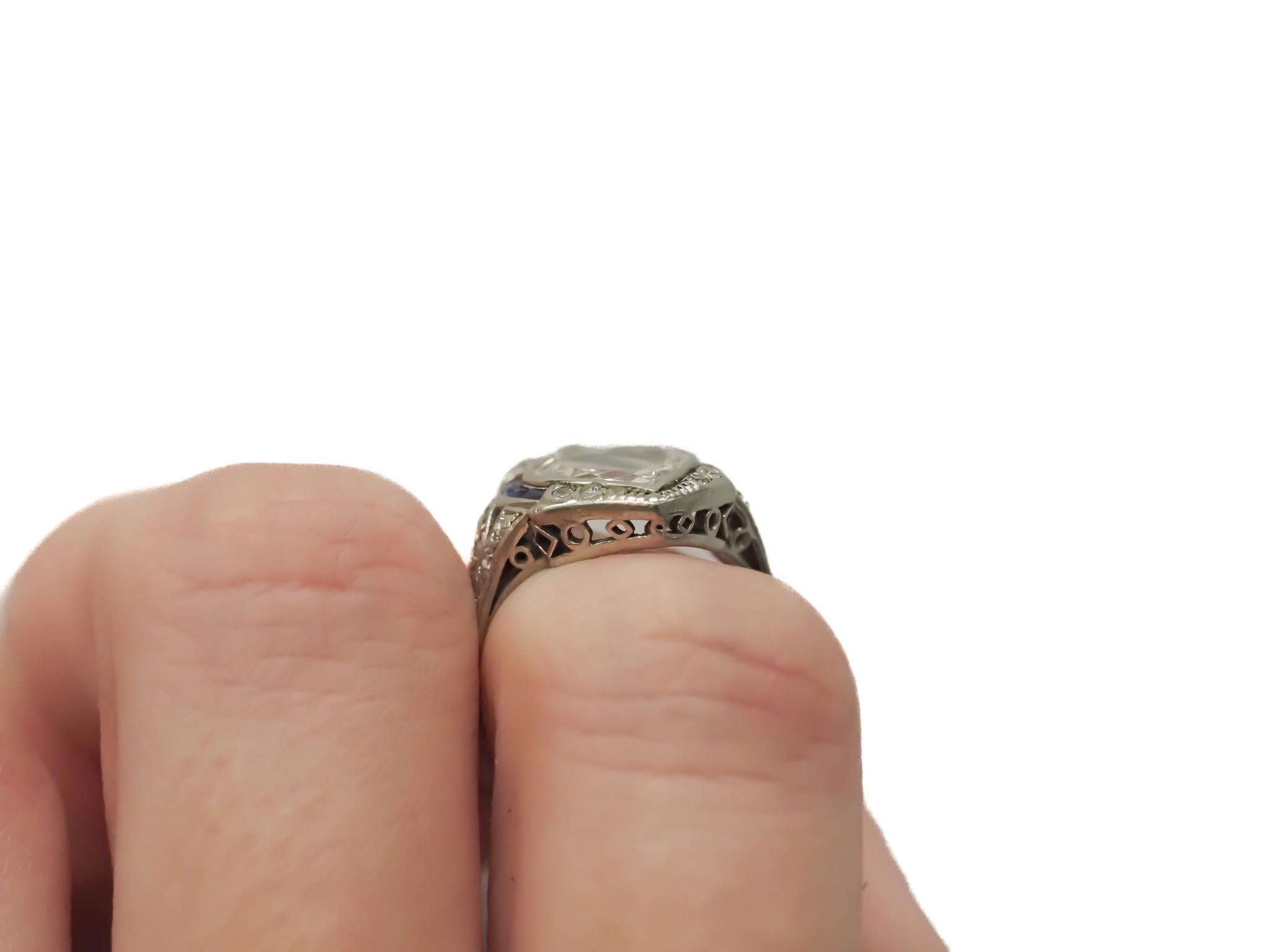 Verlobungsring aus Platin mit antikem Herzporträt-Diamant, ca. 1920er Jahre Damen