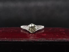Circa 1920s Platinum Art Deco 1.06ct Old European Engagement Ring