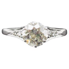 Bague de fiançailles Art déco européenne ancienne de 1,06 carat, datant des années 1920