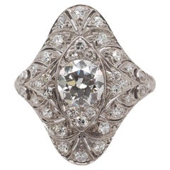 Platine des années 1920  Bague filigrane Art déco avec diamants 1,30 carat poids total - VEG n°19a