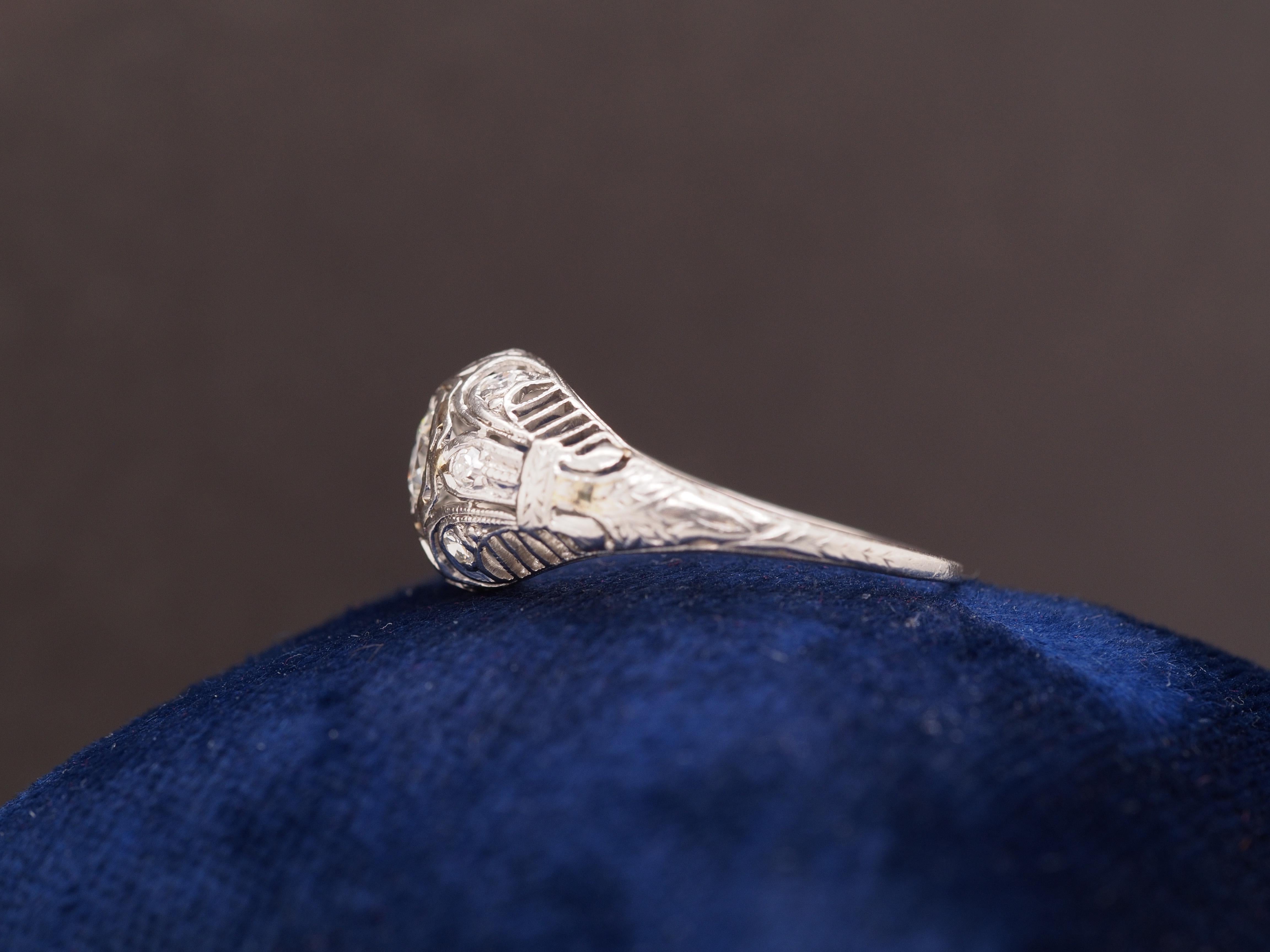 Verlobungsring aus Platin mit .50 Karat Diamant im Art déco-Stil, ca. 1920er Jahre (Alteuropäischer Schliff) im Angebot
