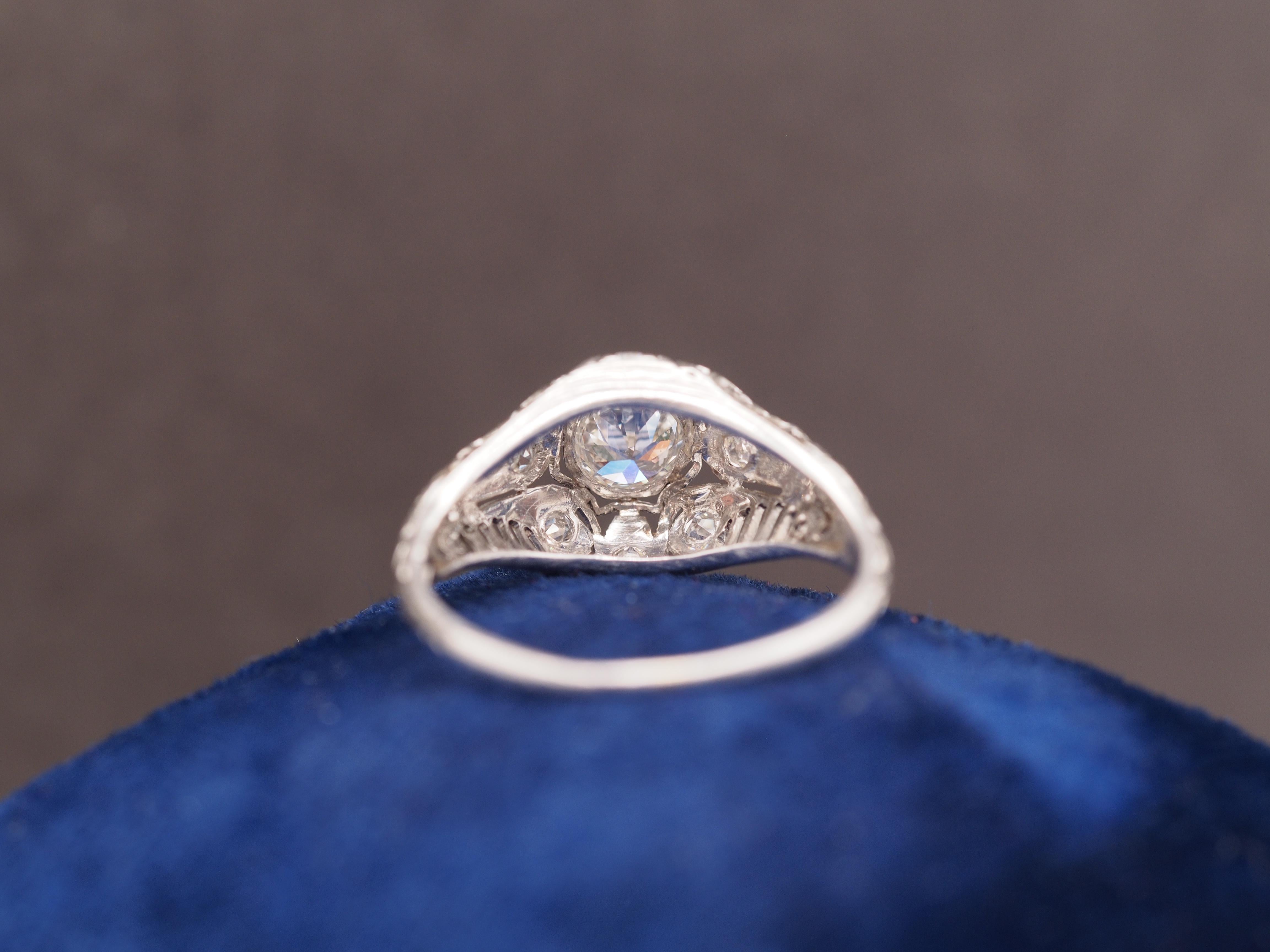 Verlobungsring aus Platin mit .50 Karat Diamant im Art déco-Stil, ca. 1920er Jahre im Zustand „Gut“ im Angebot in Atlanta, GA