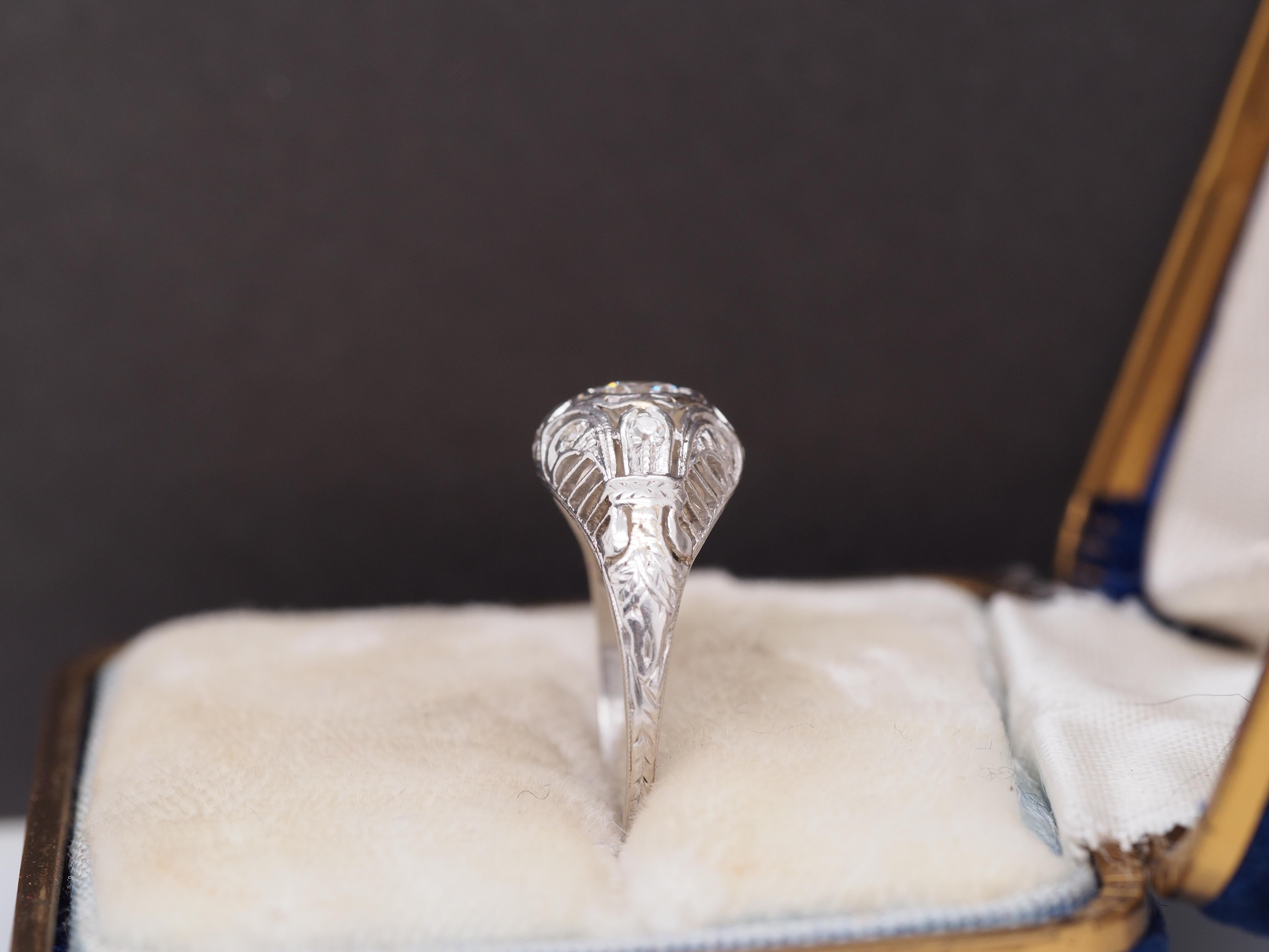 Old European Cut Circa 1920s Platinum Art Deco .50ct total weight Diamond Engagement Ring For Sale