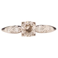 Circa 1920s Platinum Art Deco .60ct Old European Engagement Ring