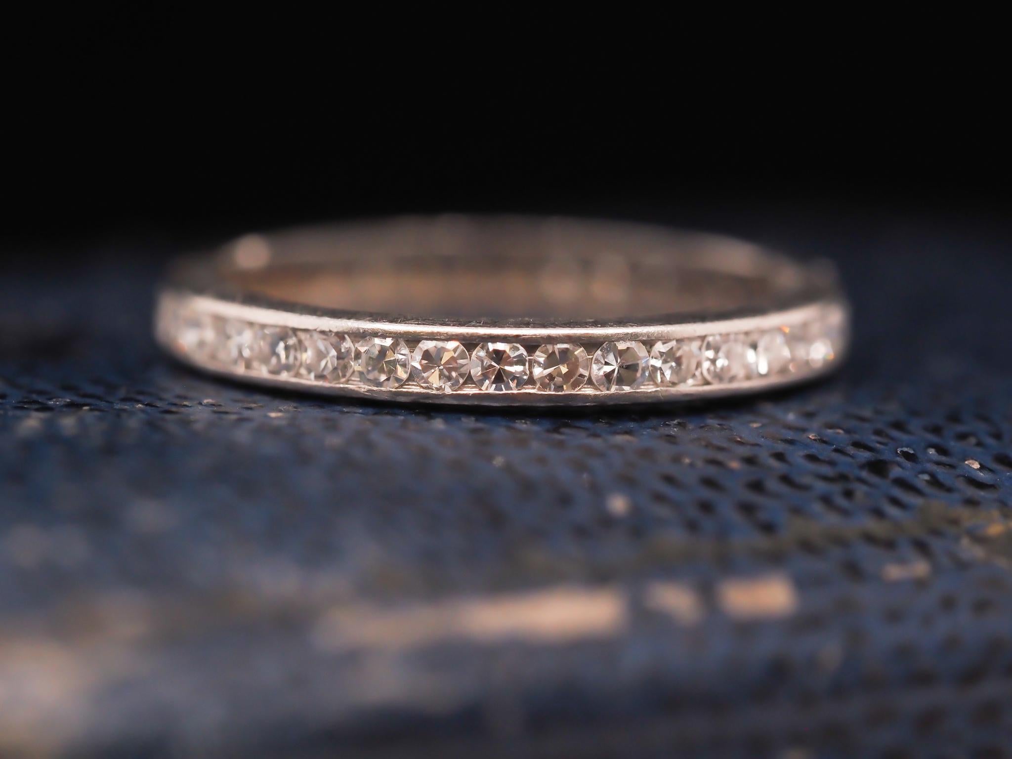 Circa 1920s Platinum Art Deco Diamond Eternity Band Size 4.5 For Sale 1