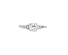 Circa 1920s Platinum Art Deco GIA 1.02ct Old European Diamond Engagement Ring