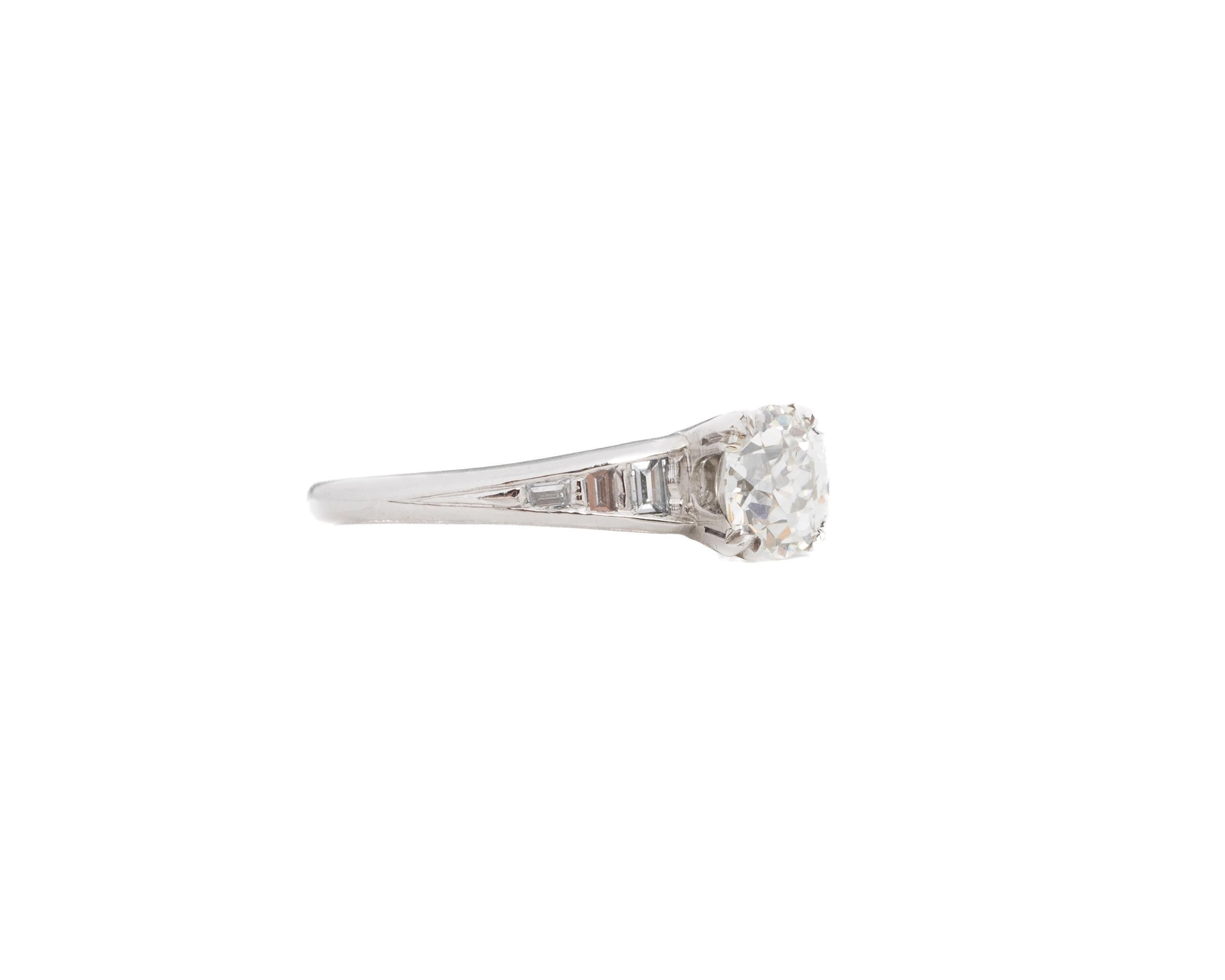 Old European Cut Circa 1920s Platinum Art Deco GIA 1.02ct Old European Diamond Engagement Ring For Sale