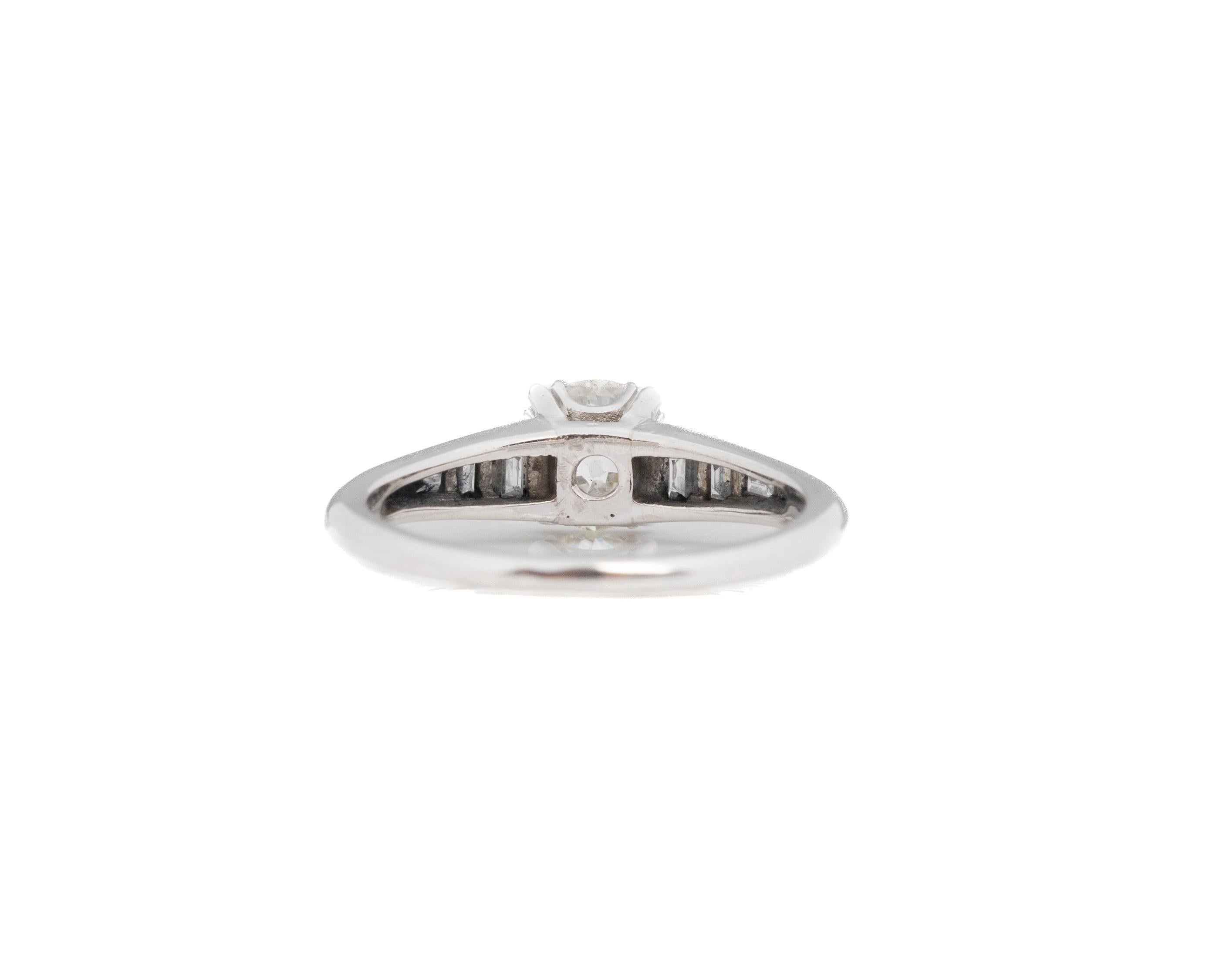 Circa 1920s Platinum Art Deco GIA 1.02ct Old European Diamond Engagement Ring In Good Condition For Sale In Hicksville, NY