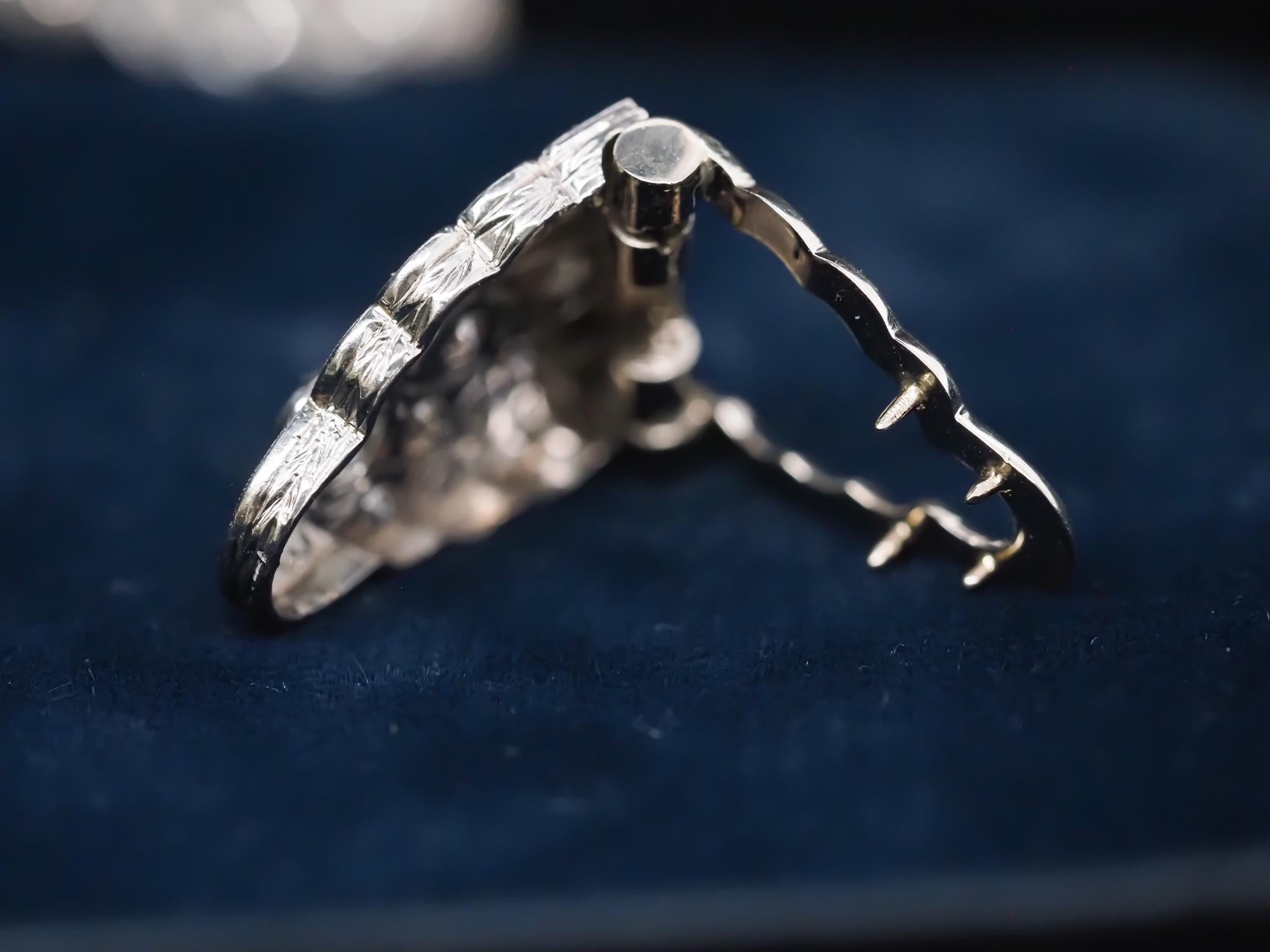 Old European Cut Circa 1920s Platinum Art Deco Old European DIamond Double Clip Brooch