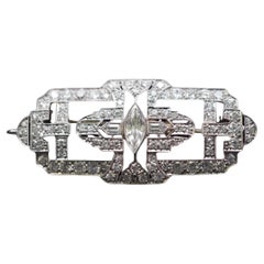 Circa 1920s Platinum Art Deco Pendant and Brooch with Antique Marquise