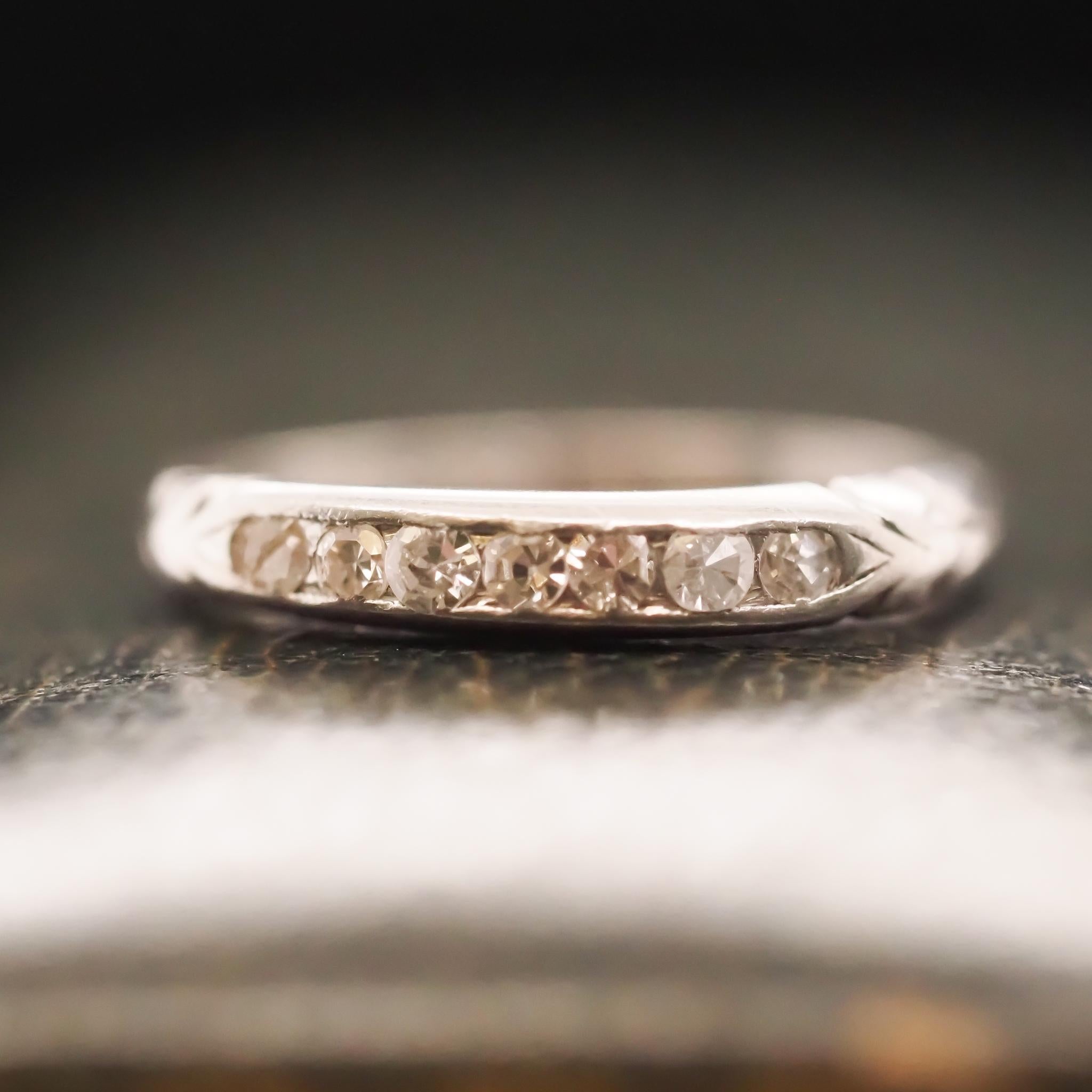 Circa 1920s Platinum Diamond Wedding Band For Sale 2