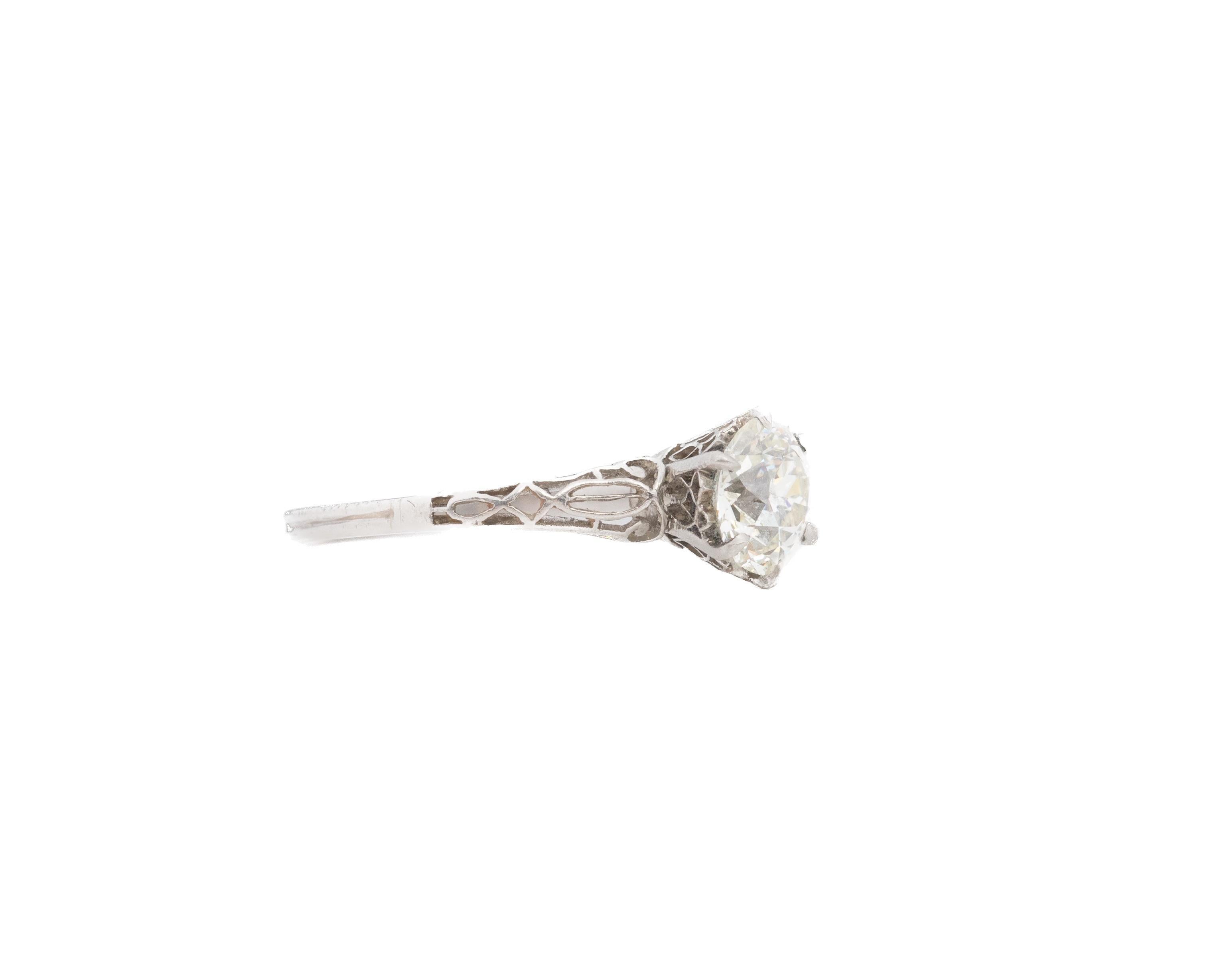 Old European Cut Circa 1920s Platinum GIA 1.12ct Old European Brilliant Diamond Engagement Ring For Sale
