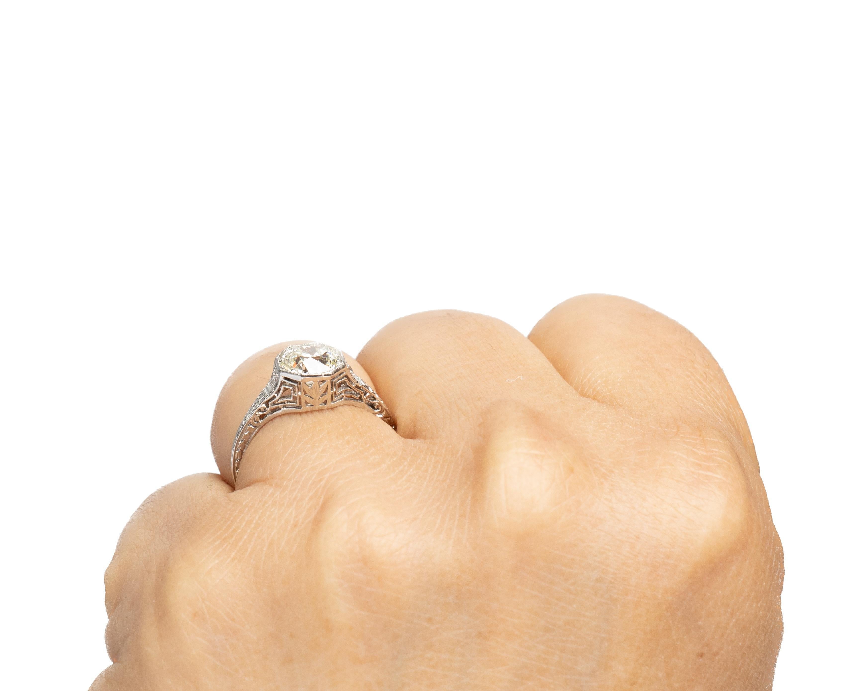 Women's Circa 1920s Platinum GIA 1.20ct Old European Diamond Engagement Ring For Sale