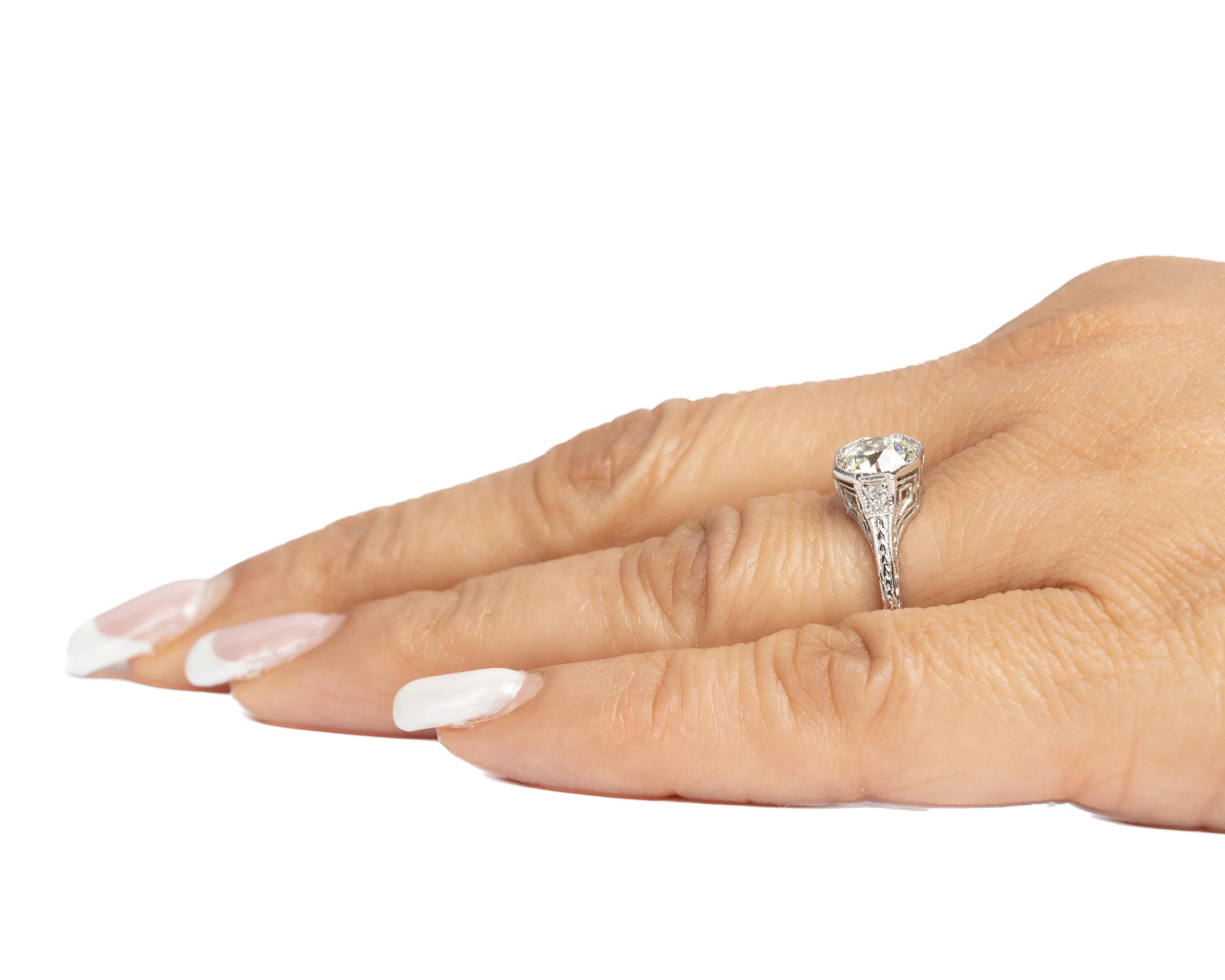 Circa 1920s Platinum GIA 1.20ct Old European Diamond Engagement Ring For Sale 2