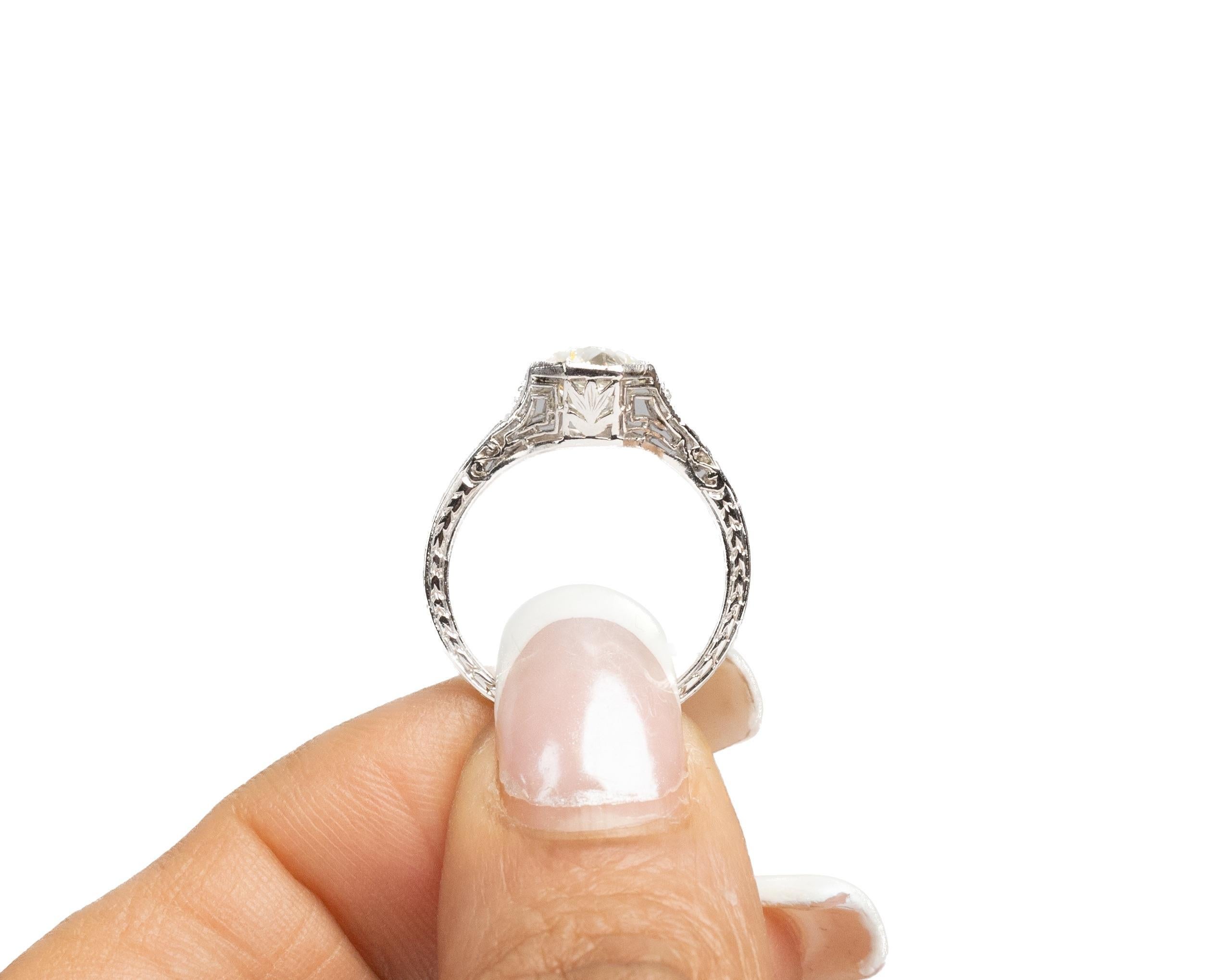 Circa 1920s Platinum GIA 1.20ct Old European Diamond Engagement Ring For Sale 3
