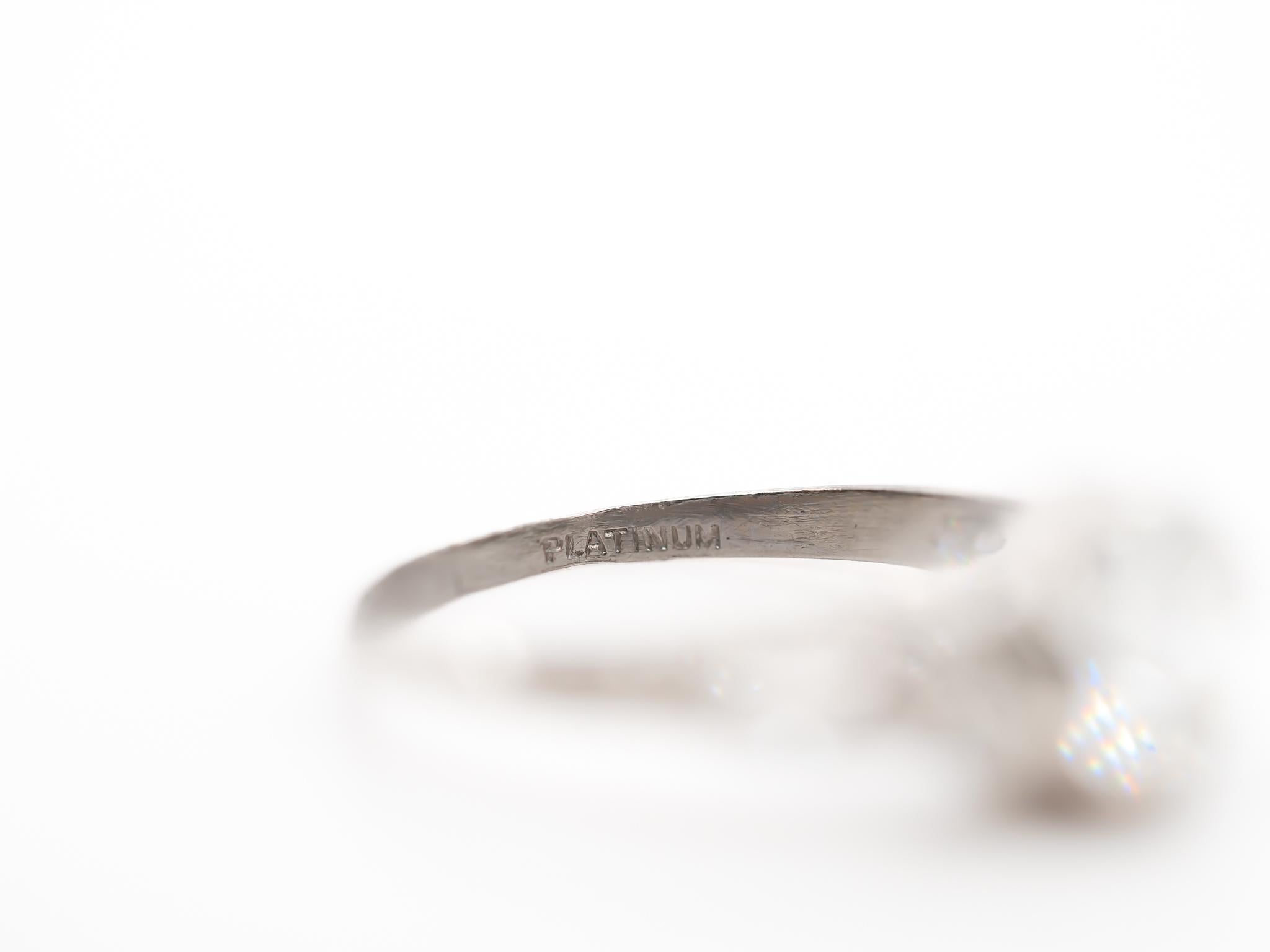 Women's Circa 1920s Platinum  GIA 1.25ct Old European Diamond Engagement Ring For Sale