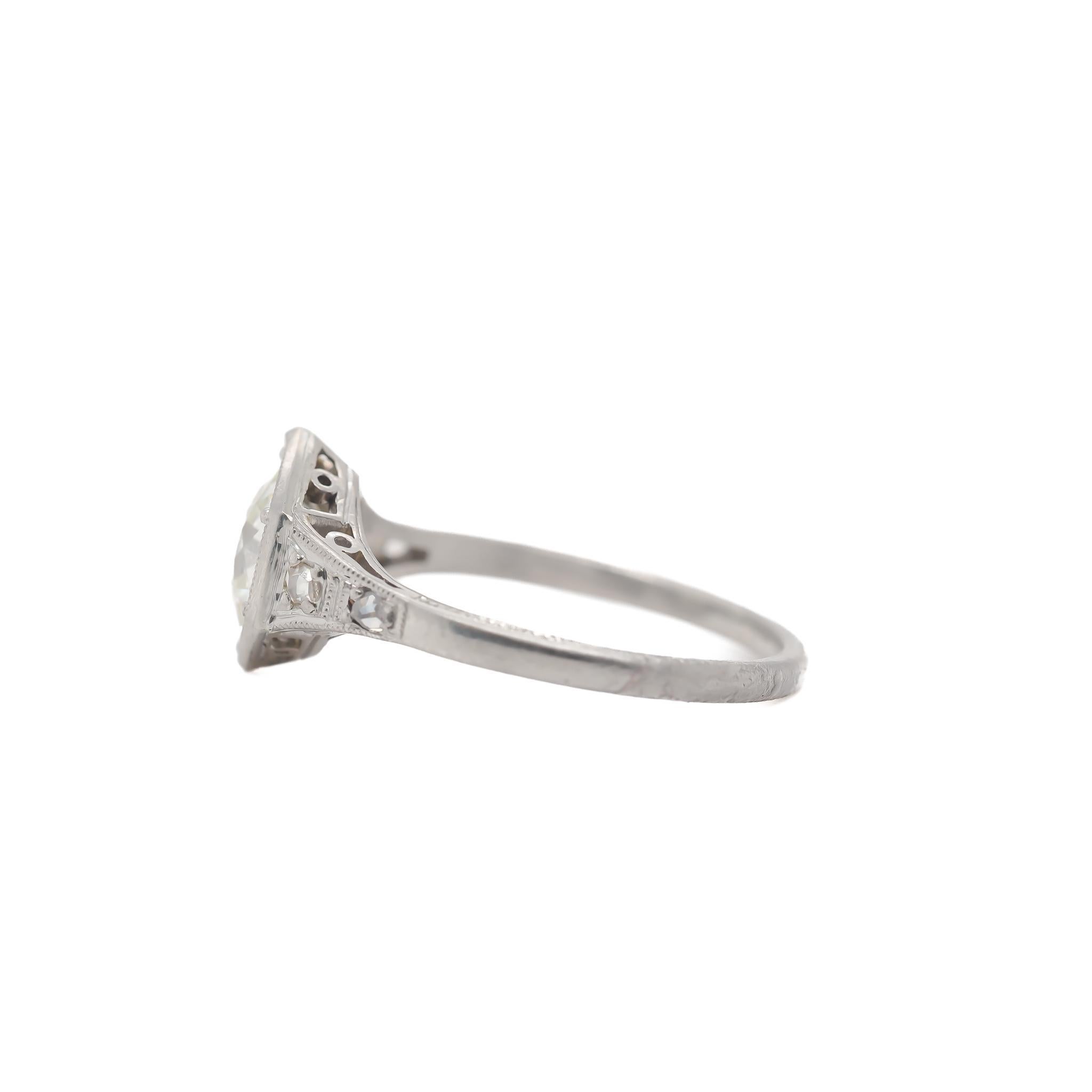 CIRCA 1920er Jahre Platin GIA 1,32ct Alte Europäische Brillant Diamant Verlobungsring (Alteuropäischer Schliff)