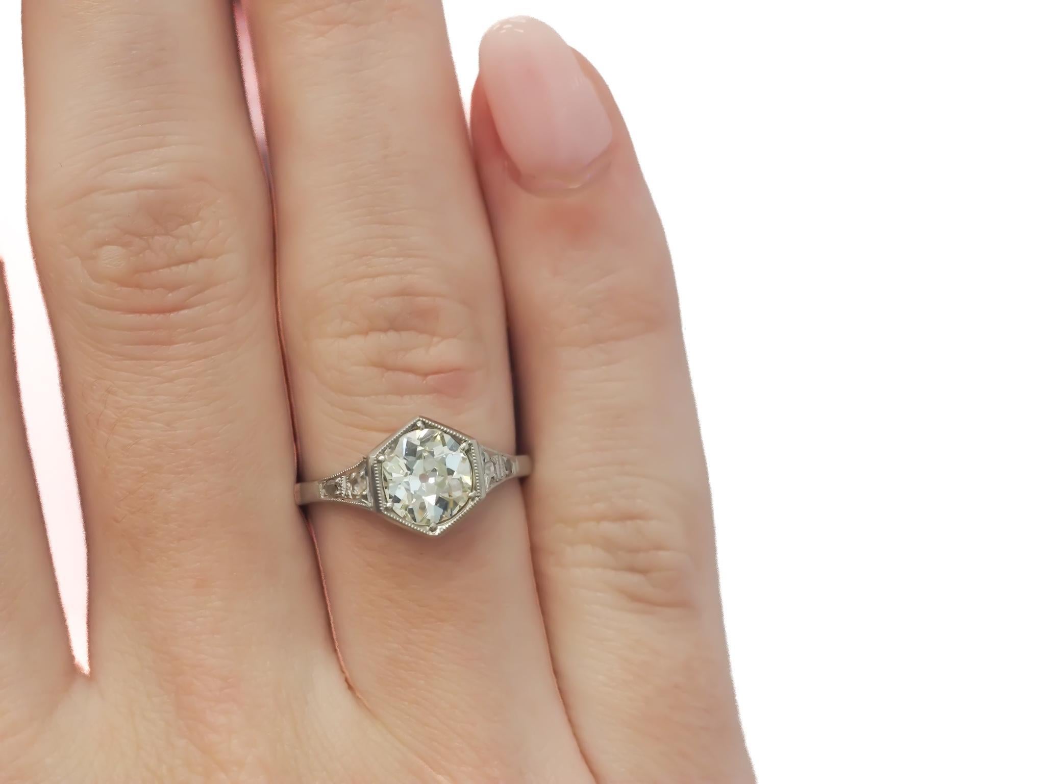 CIRCA 1920er Jahre Platin GIA 1,32ct Alte Europäische Brillant Diamant Verlobungsring Damen