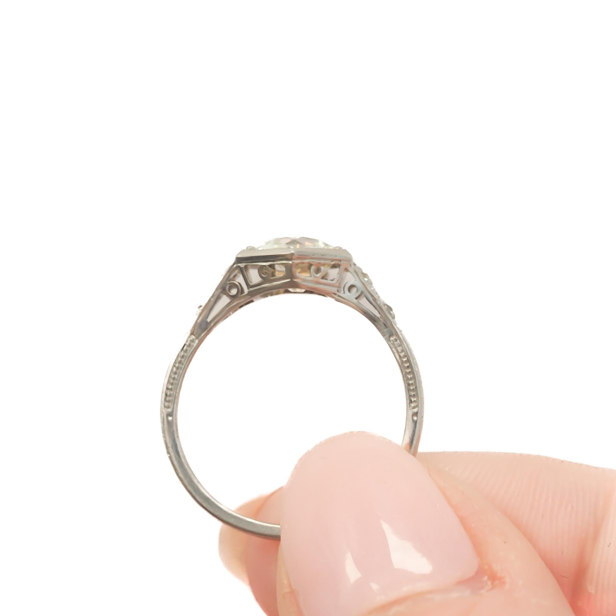 CIRCA 1920er Jahre Platin GIA 1,32ct Alte Europäische Brillant Diamant Verlobungsring 1