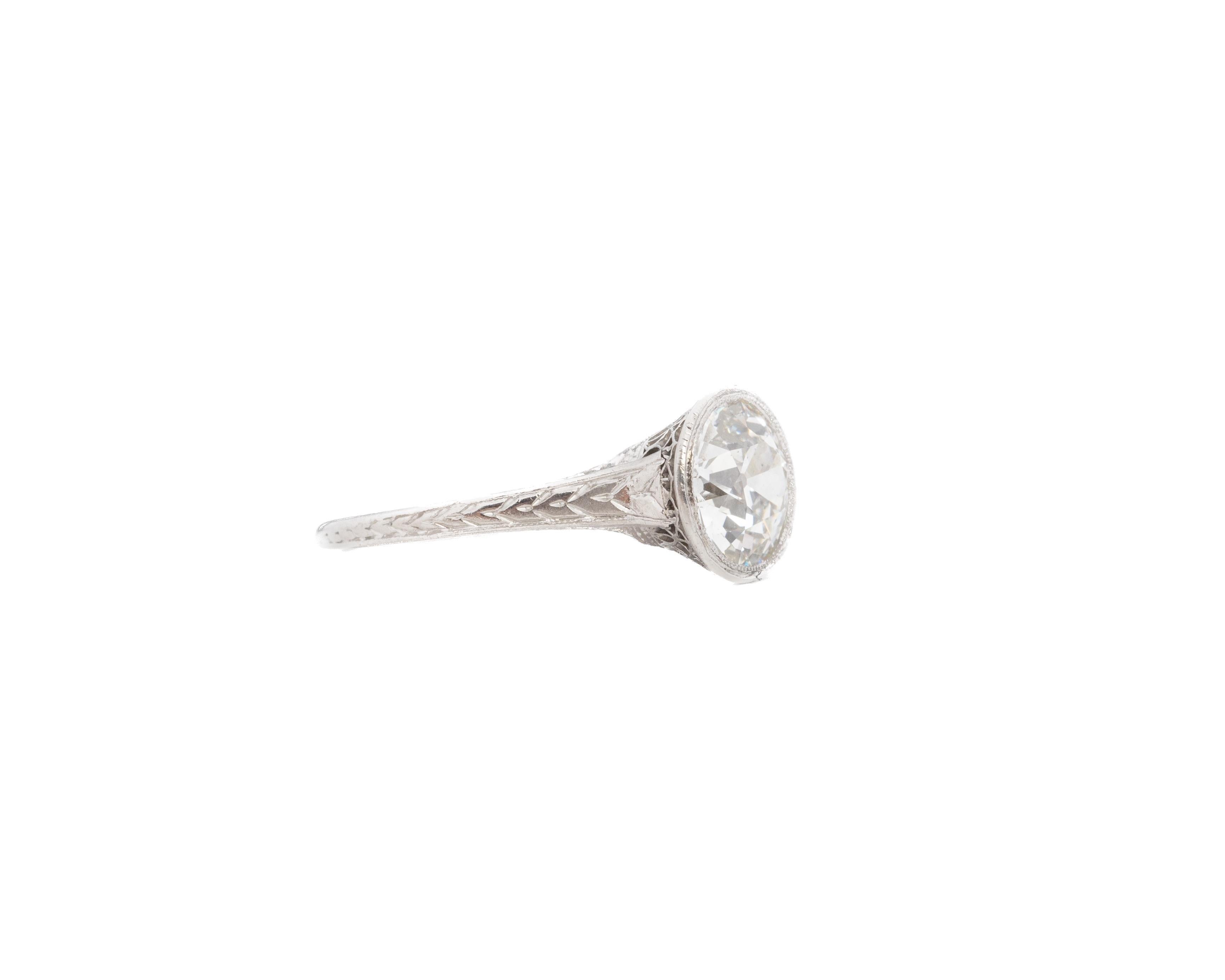 Old European Cut Circa 1920s Platinum GIA 2.04ct Old European Diamond Engagement Ring For Sale