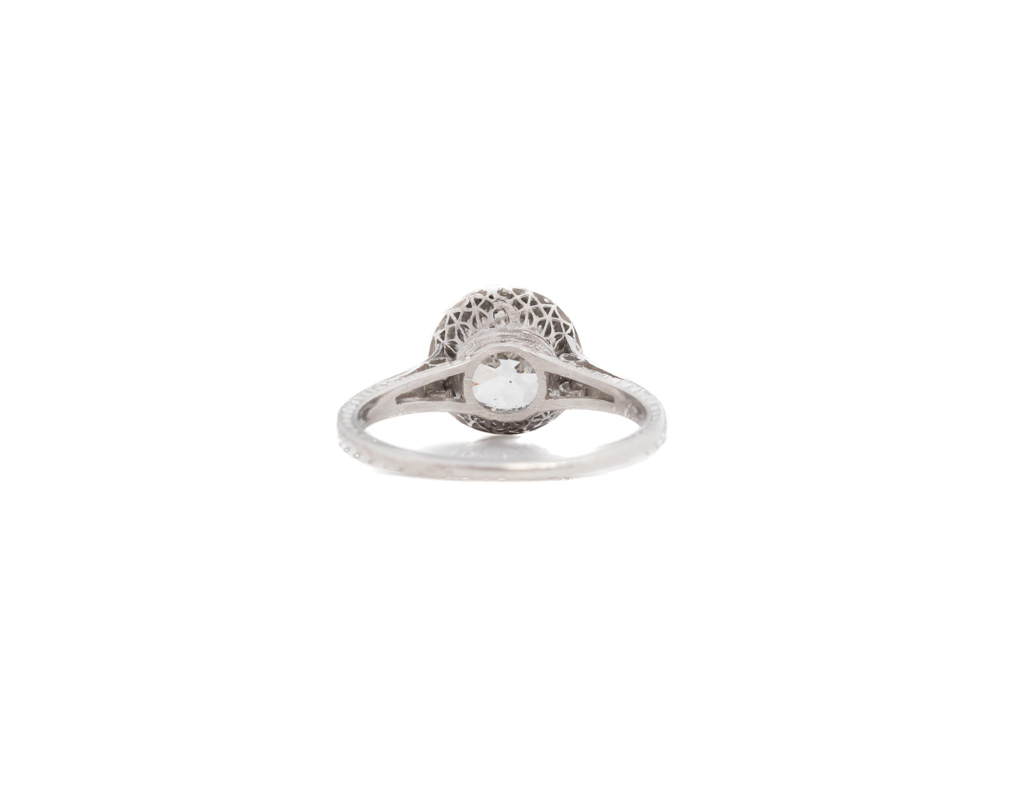 Circa 1920s Platinum GIA 2.04ct Old European Diamond Engagement Ring In Good Condition For Sale In Hicksville, NY