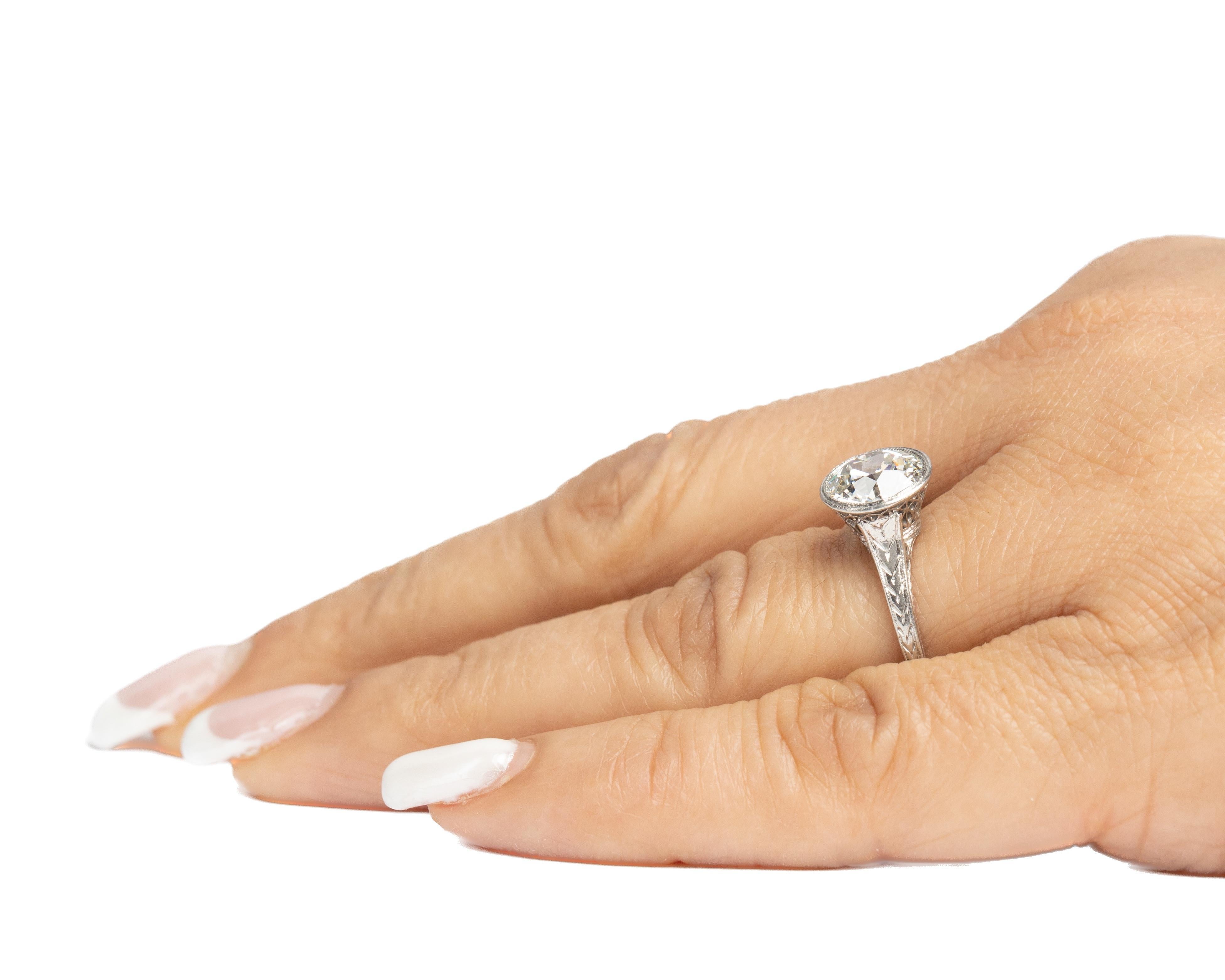 Women's Circa 1920s Platinum GIA 2.04ct Old European Diamond Engagement Ring For Sale