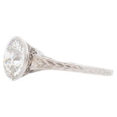 Circa 1920s Platinum GIA 2.04ct Old European Diamond Engagement Ring