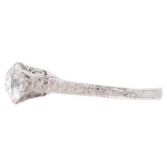 Anillo de compromiso de diamantes brillantes europeos antiguos, circa años 20, en platino GIA de 0,79 ct