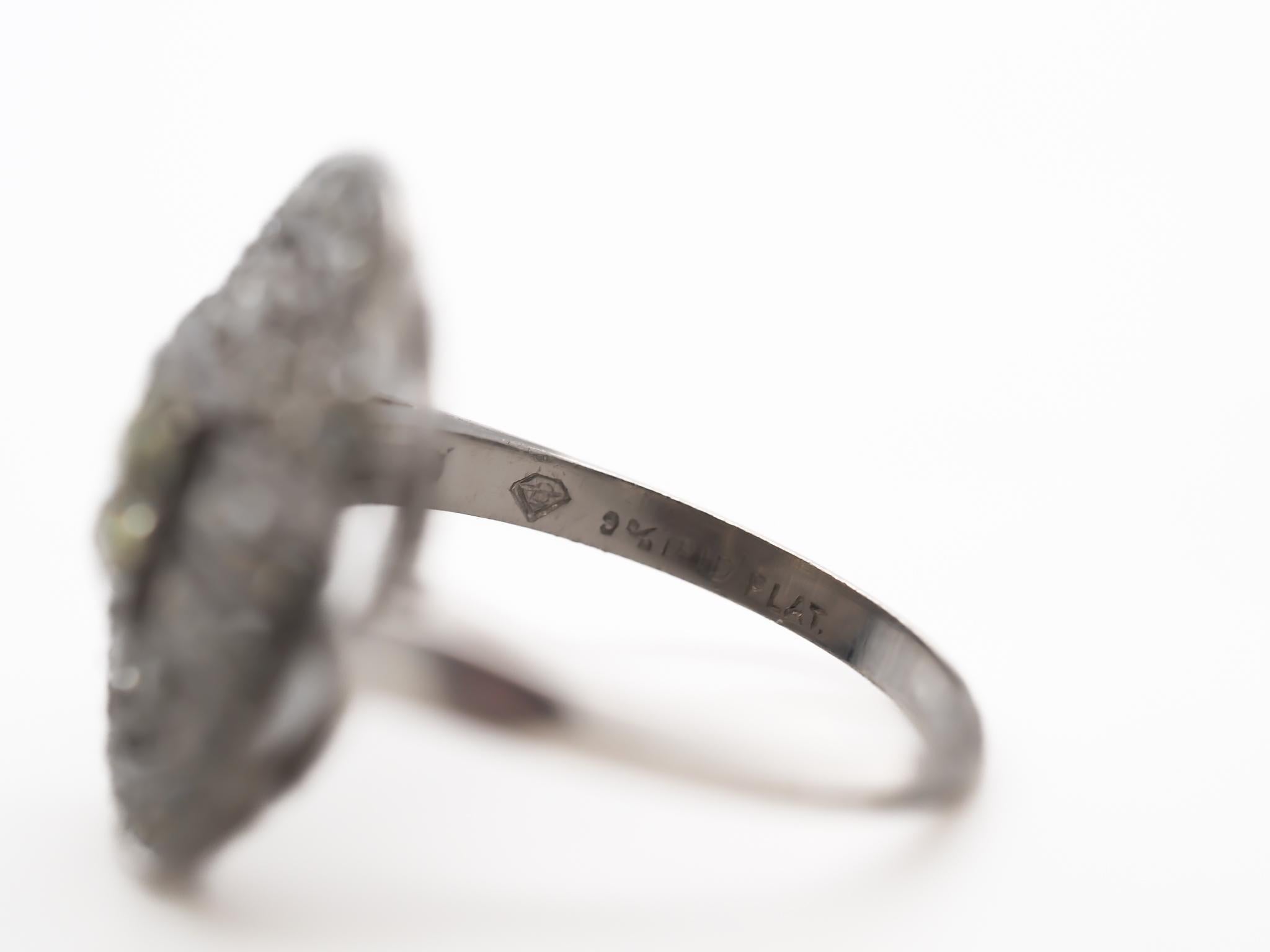 Old European Cut Circa 1920s Platinum Old European Brilliant Diamond  Ring For Sale
