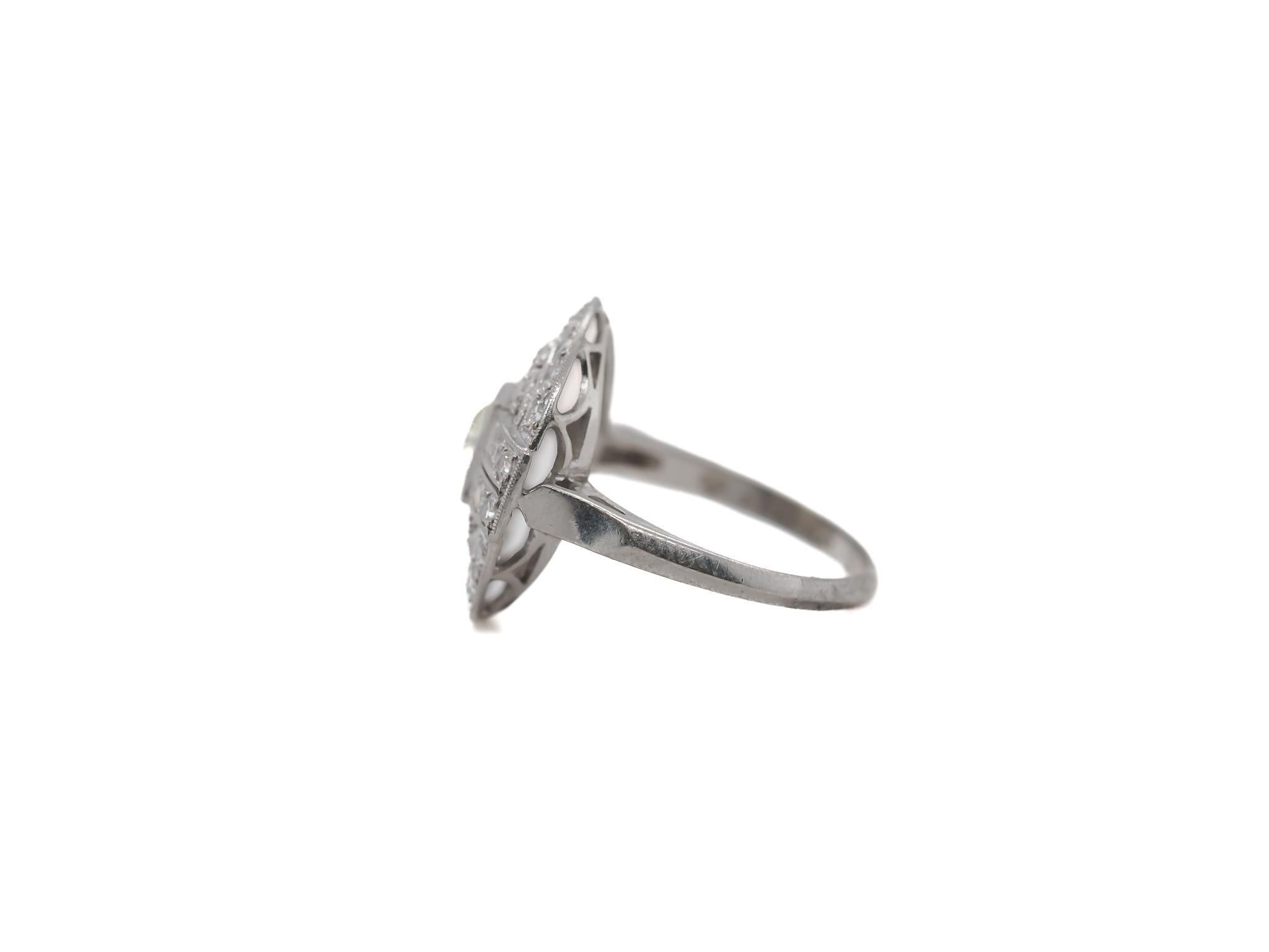 Circa 1920s Platinum Old European Brilliant Diamond  Ring In Good Condition For Sale In Hicksville, NY