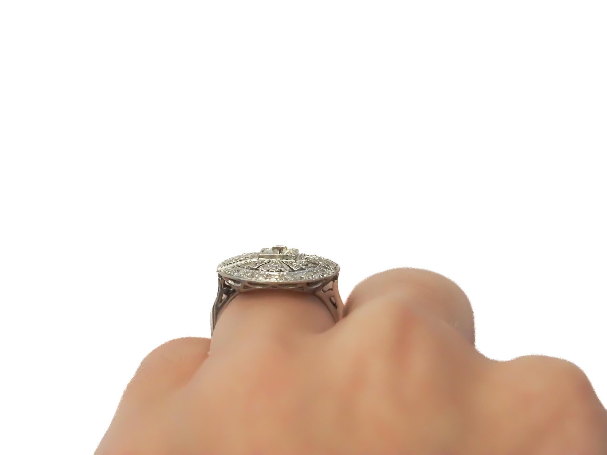 Circa 1920s Platinum Old European Brilliant Diamond  Ring For Sale 1
