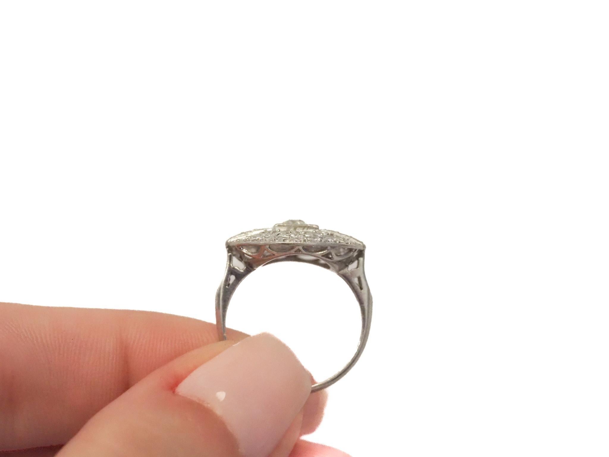 Circa 1920s Platinum Old European Brilliant Diamond  Ring For Sale 2
