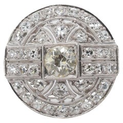 Circa 1920 Platinum Old European Brilliant Diamond (diamant européen brillant)  Bague