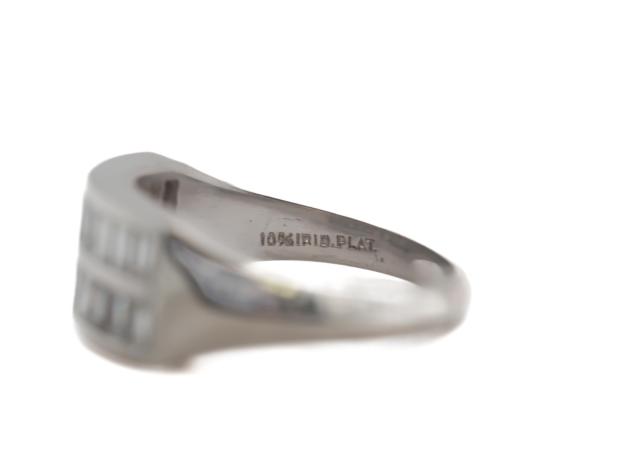 Circa 1920s Platinum Step Cut Diamond Double Row Wedding Band Ring For Sale 1