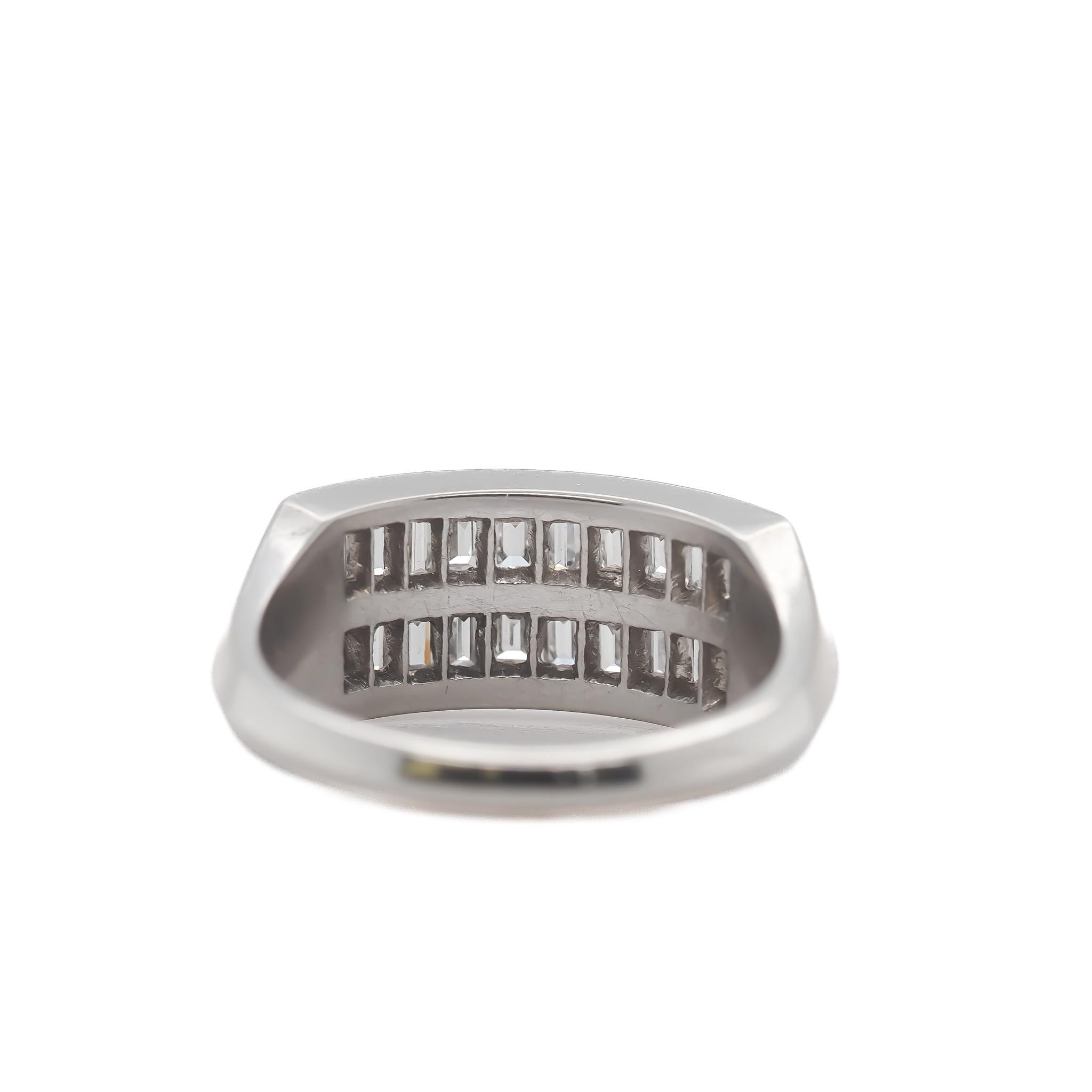 Circa 1920s Platinum Step Cut Diamond Double Row Wedding Band Ring For Sale 2