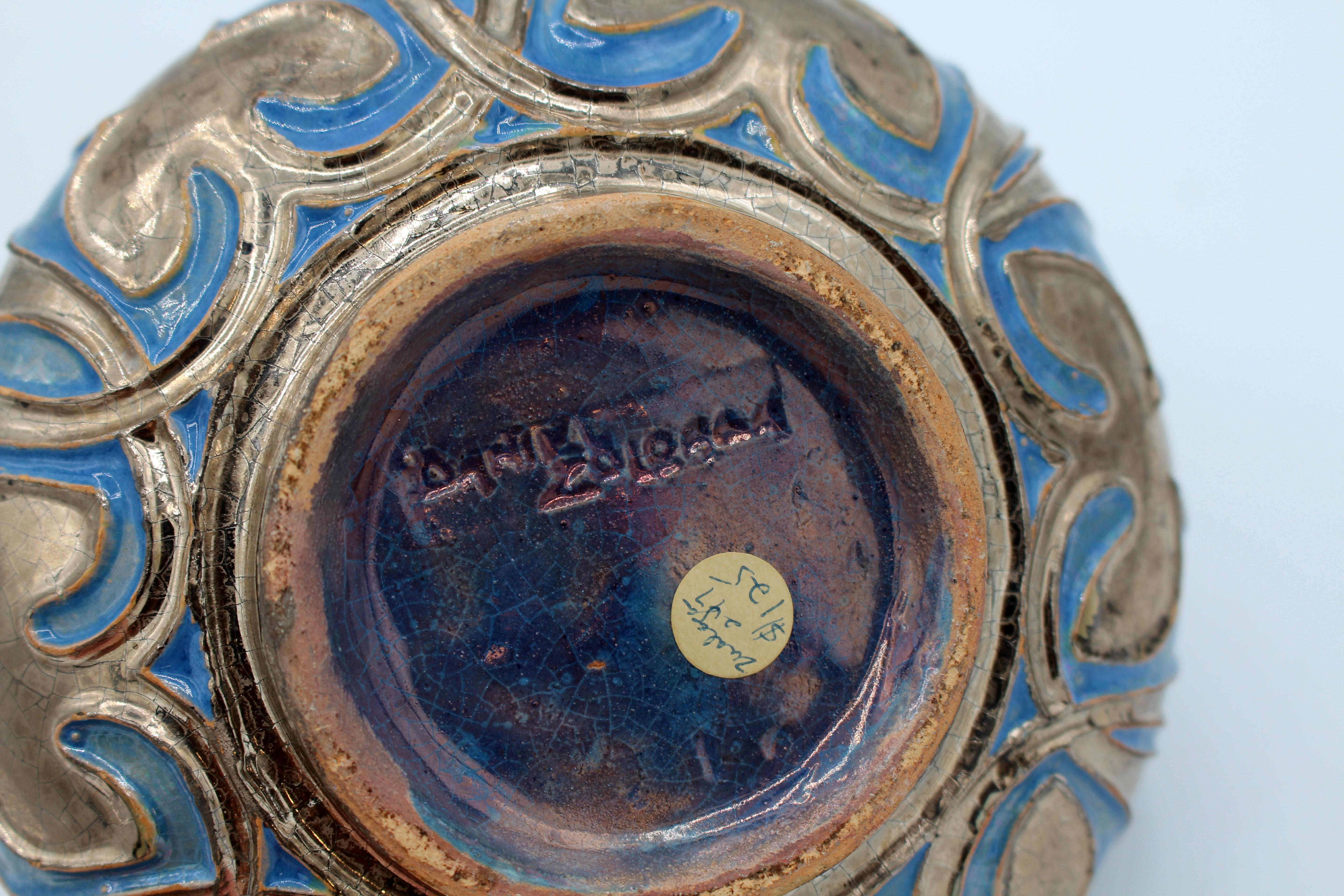 Early 20th Century Circa 1920s Pottery Low Vase by Daniel Zuloaga Boneta For Sale