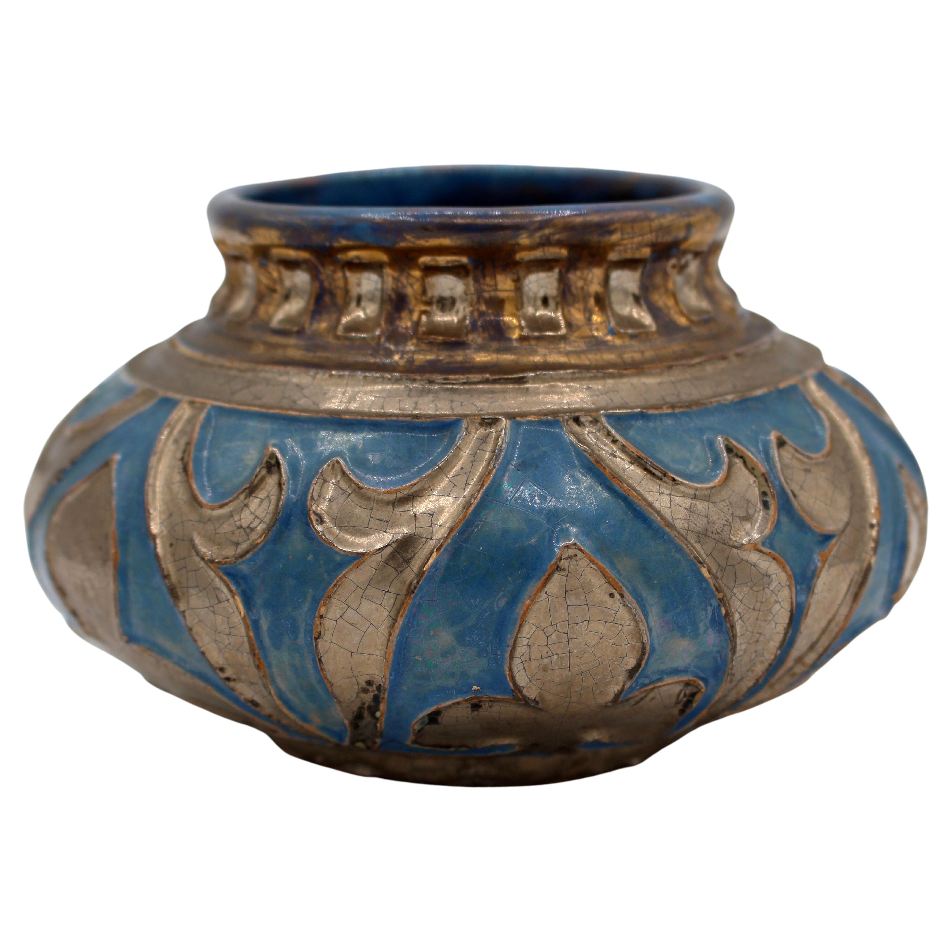 Circa 1920s Pottery Low Vase by Daniel Zuloaga Boneta For Sale