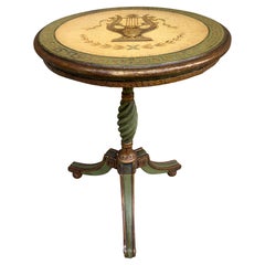 CIRCA 1920er Jahre Regency-Tisch aus lackiertem Nussbaumholz mit handgemalter Leier
