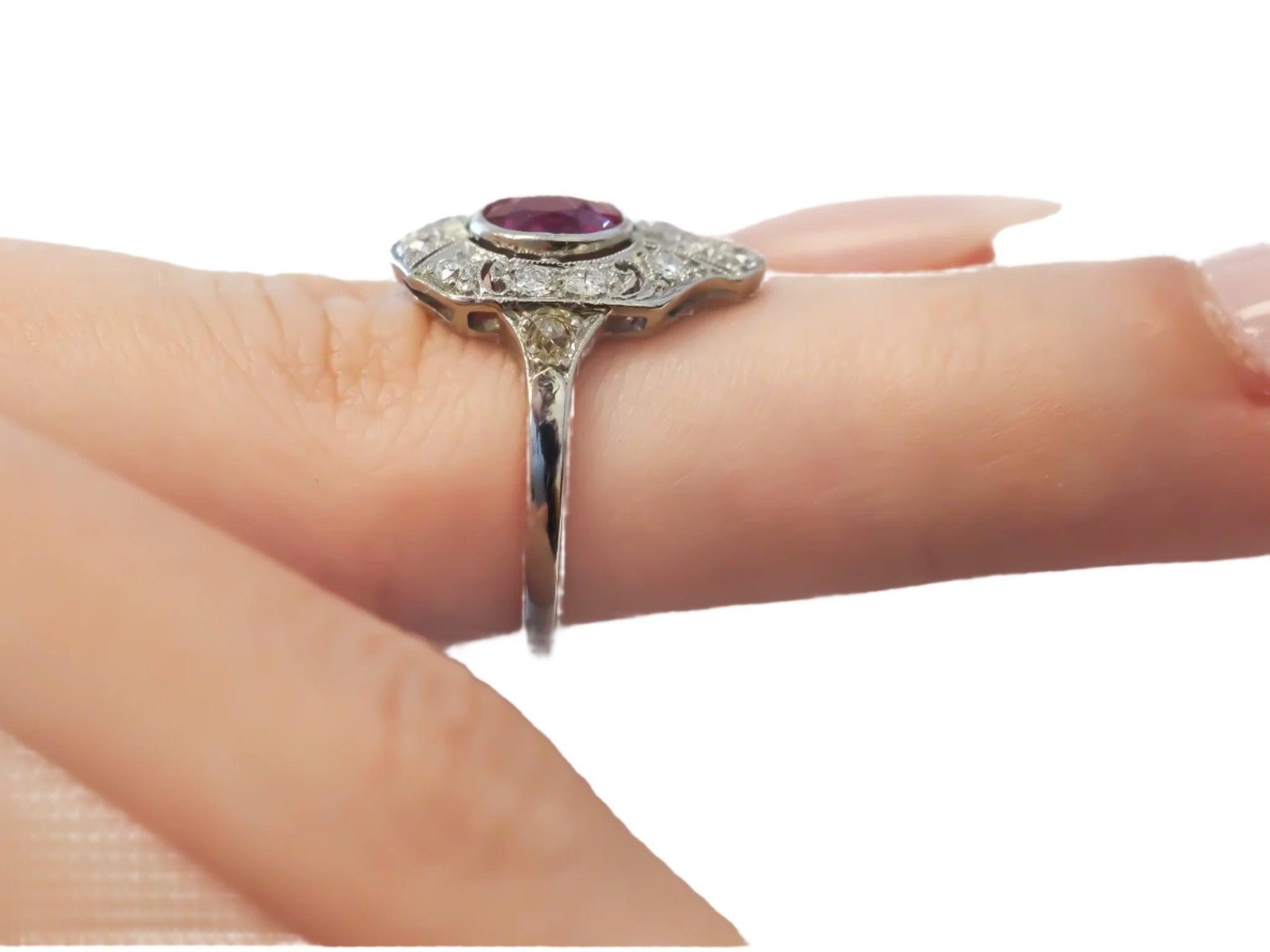 Women's Circa 1920s Unheated Pink Sapphire and Diamond Art Deco Ring For Sale