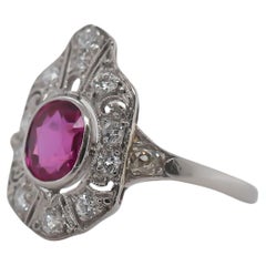 Circa 1920s Unheated Pink Sapphire and Diamond Art Deco Ring
