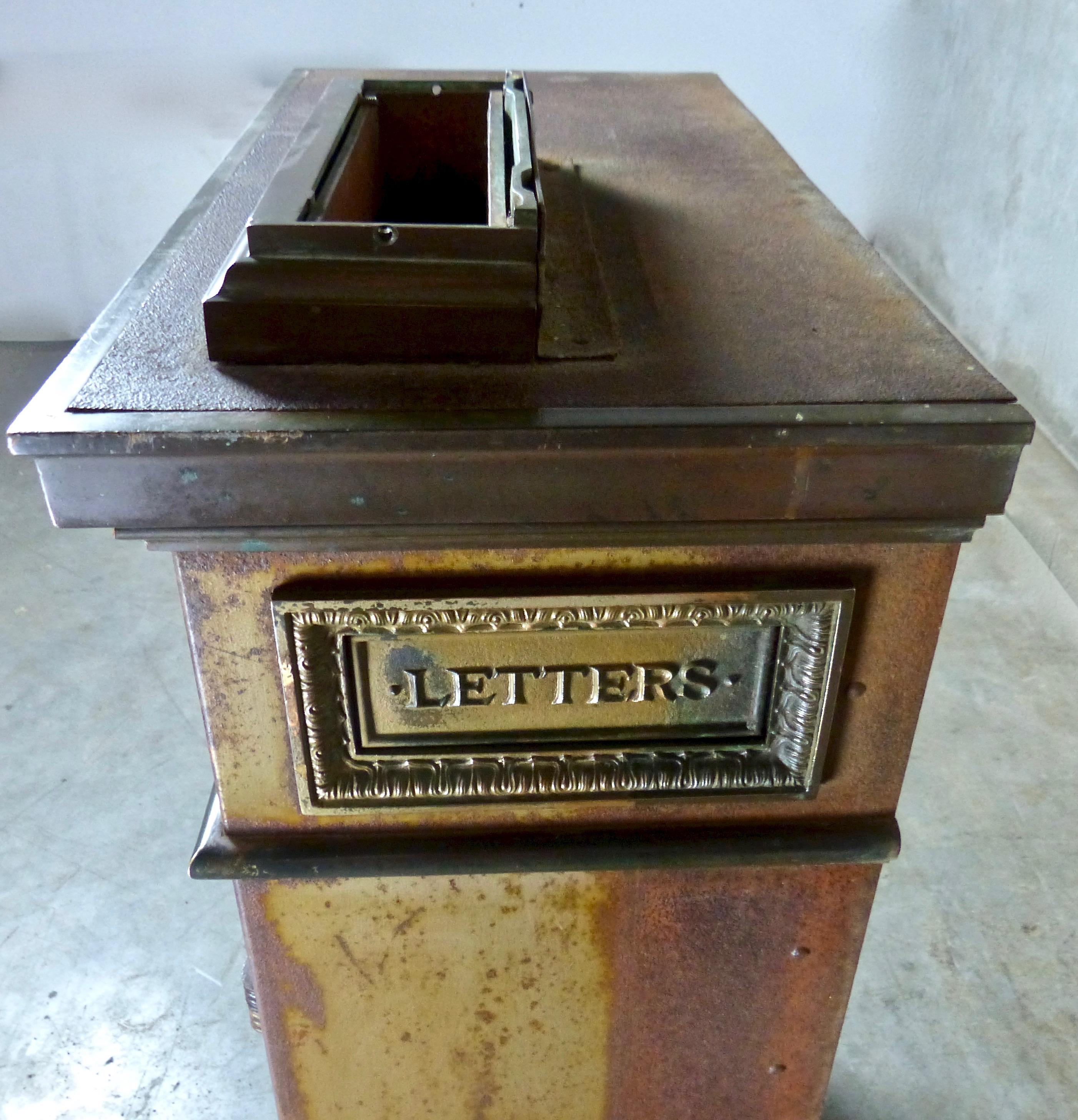 Art Deco U.S. Post Office Letterbox and Chute by Cutler Mfg, circa 1920s