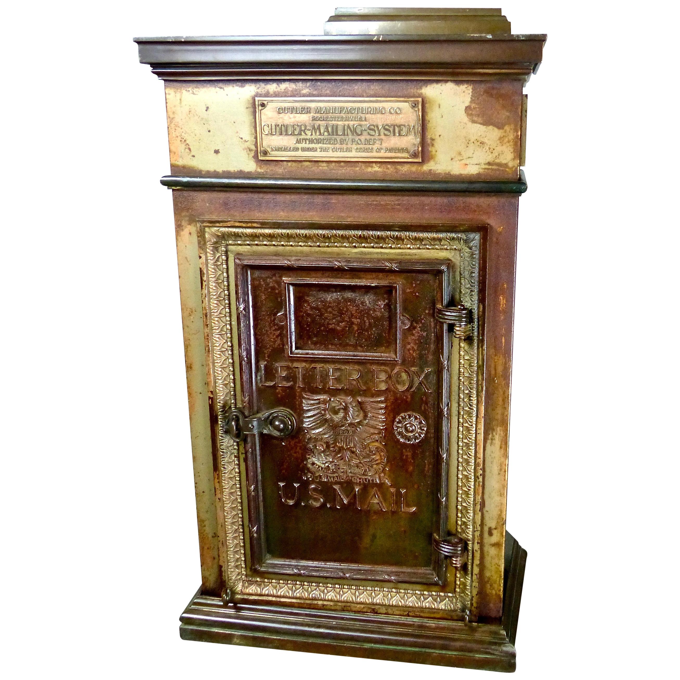 U.S. Post Office Letterbox and Chute by Cutler Mfg, circa 1920s