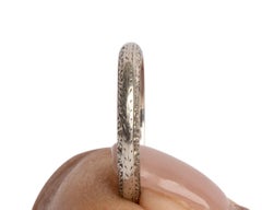Vintage 18 Karat Art Deco White Gold Engraved Stackable Wedding Band circa 1920s