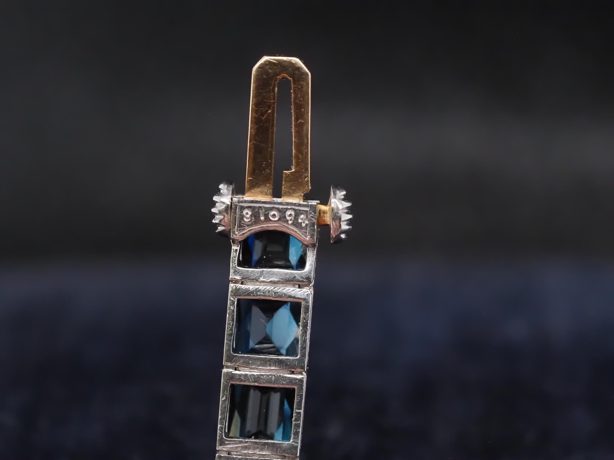 Circa 1921 Art Deco Oscar Heyman 25ct French Cut Sapphire Line Bracelet For Sale 3