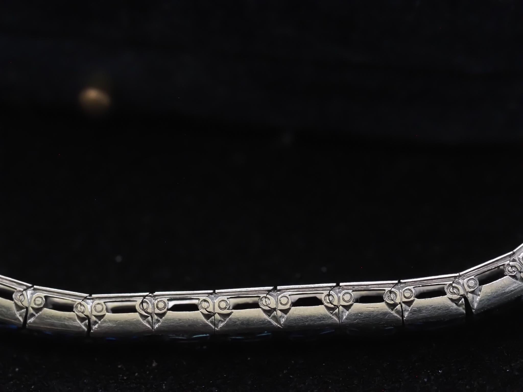 Circa 1921 Art Deco Oscar Heyman 25ct French Cut Sapphire Line Bracelet For Sale 5