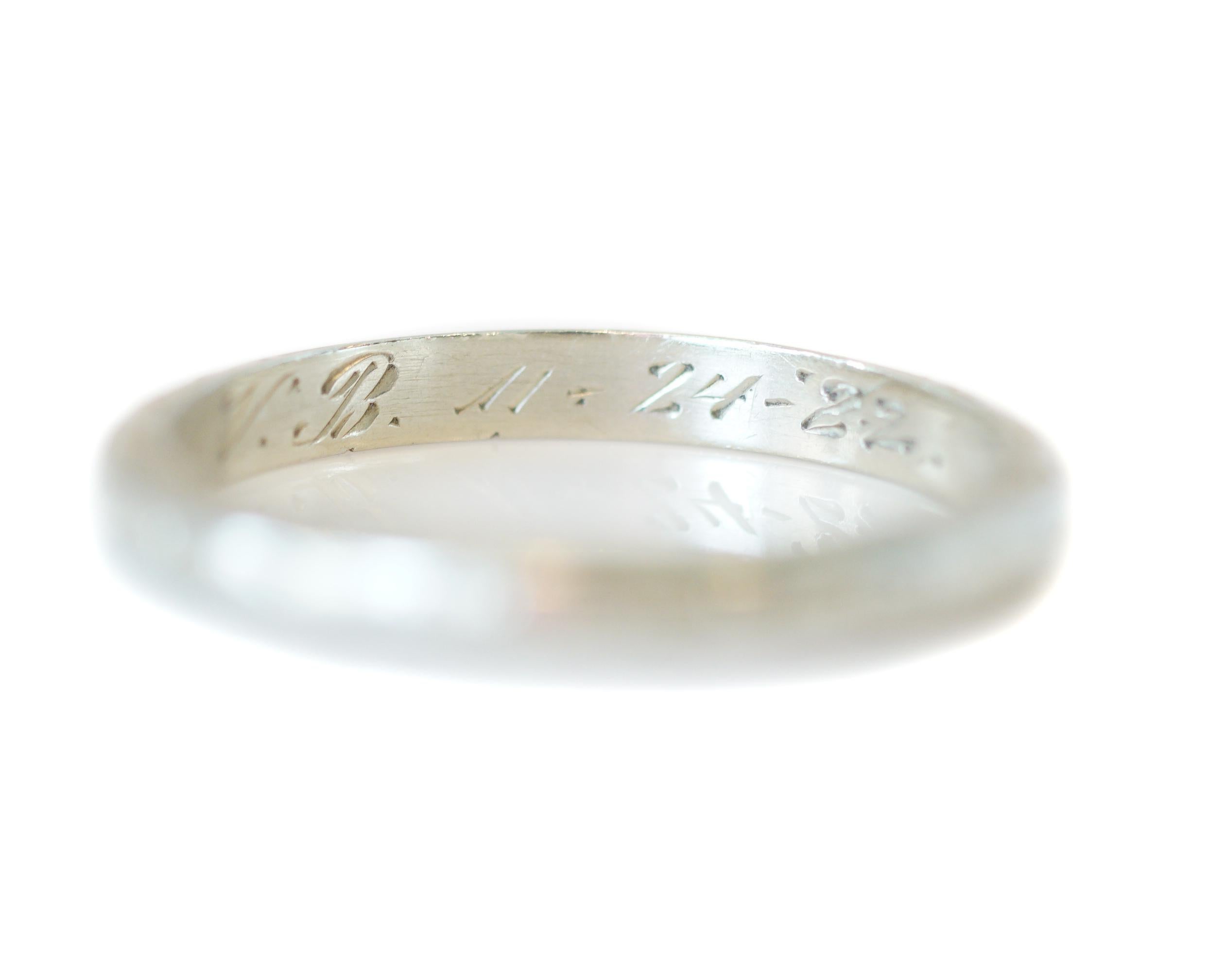 Sterkraft 18 Karat White Gold Art Deco Wedding Band, circa 1922 6