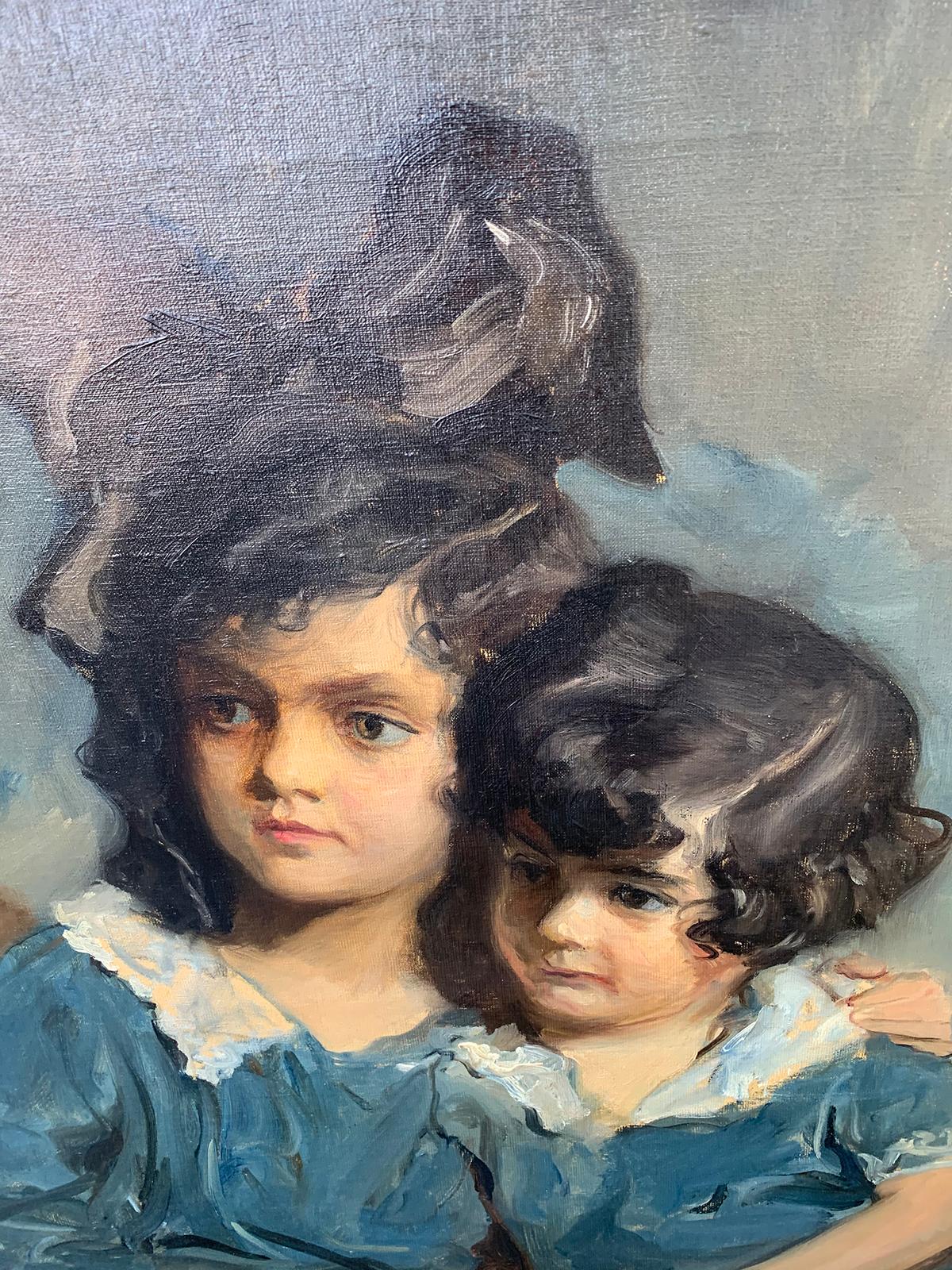 20th Century American Oil Painting of Sisters by John Quincy Adams, Signed & Dated, C.1923 