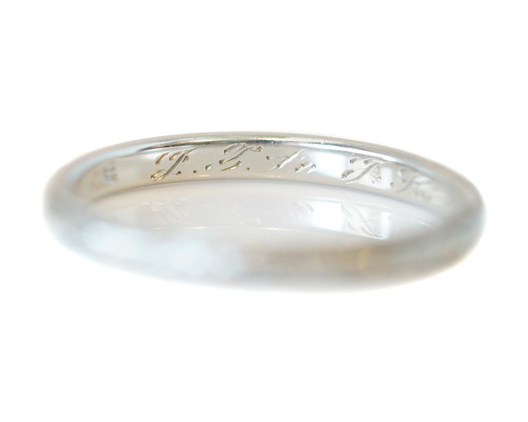 18 Karat White Gold Floral Engraved Wedding Band Vintage ...